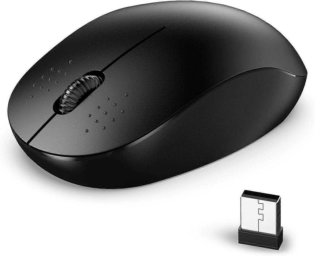 Wireless Mouse,2.4G Computer Mouse with USB Receiver, Portable  Cordless Mouse Noiseless for Laptop（Black）