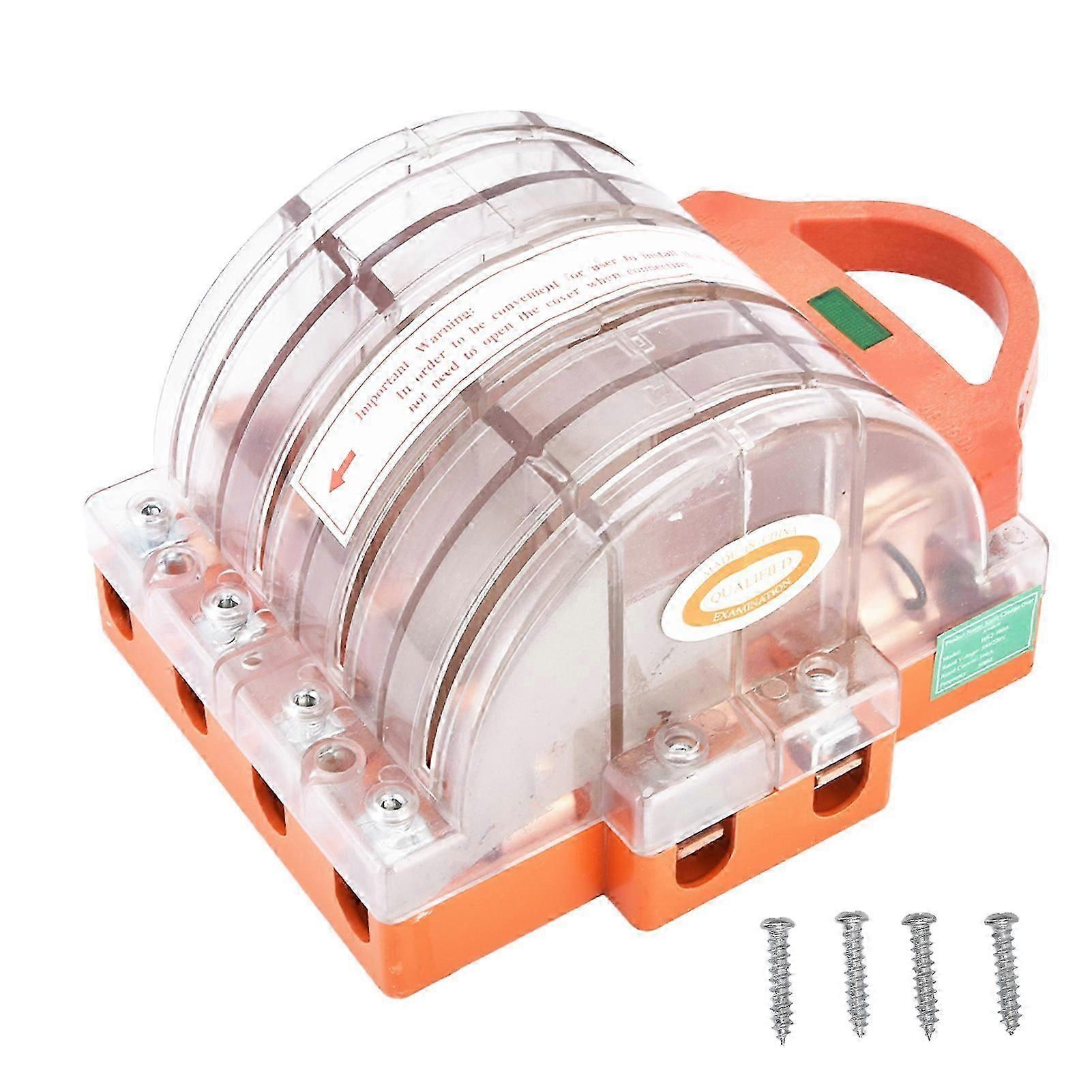 4 Pole Knife Switch Double Throw Transparent Disconnect Knife Switch with LED Indicators 160A AC380V