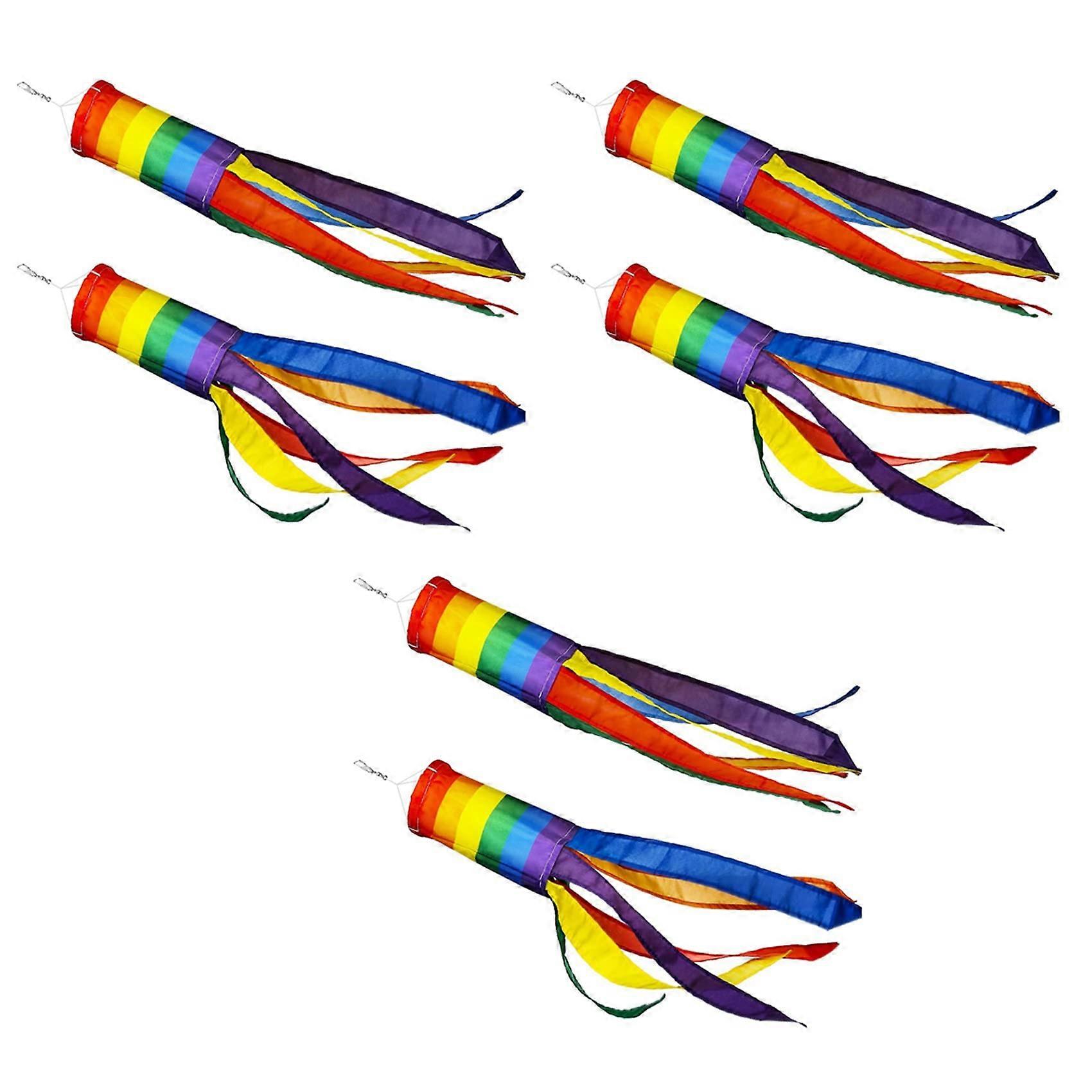 Windsock Hanging Decoration Pack of 6 for Outdoor Use, Colorful Nylon Fabric, 40-Inch Length, Easy to Hang