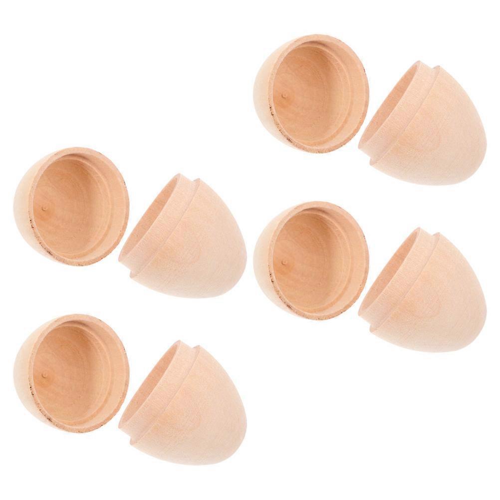 Blank Fillable Eggs Wooden Easter Egg Festive Occasions And Decorations 4Pcs
