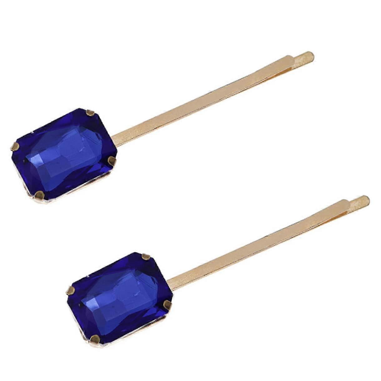 Spiral Hair Bobbles Crystal U-Shaped Hair Pins Set Of 2 In Alloy Blue