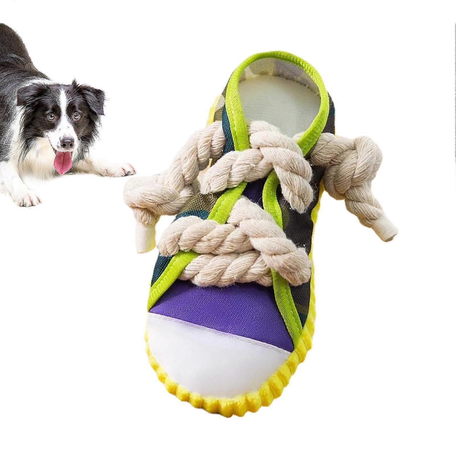 Shoe Dog Toy | Durable Squeaky Sandal Chew Toy for Dogs | Mini Yellow Sneaker for Puppies, Interactive Pet Toy