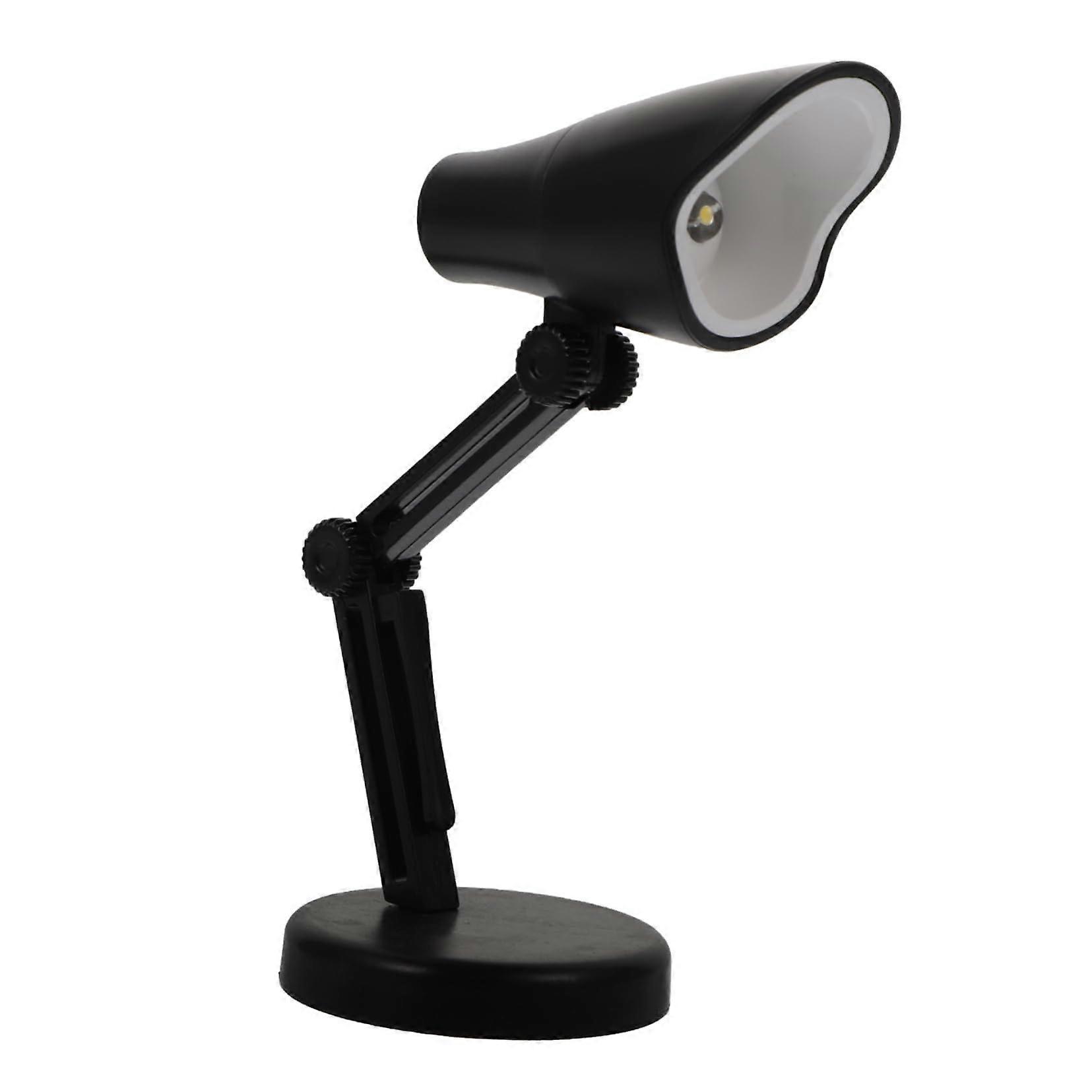 Mini Desk Lamp LED Foldable Reading Light Black for Study Bookmark and Pool Table Use with Button Battery Battery Powered