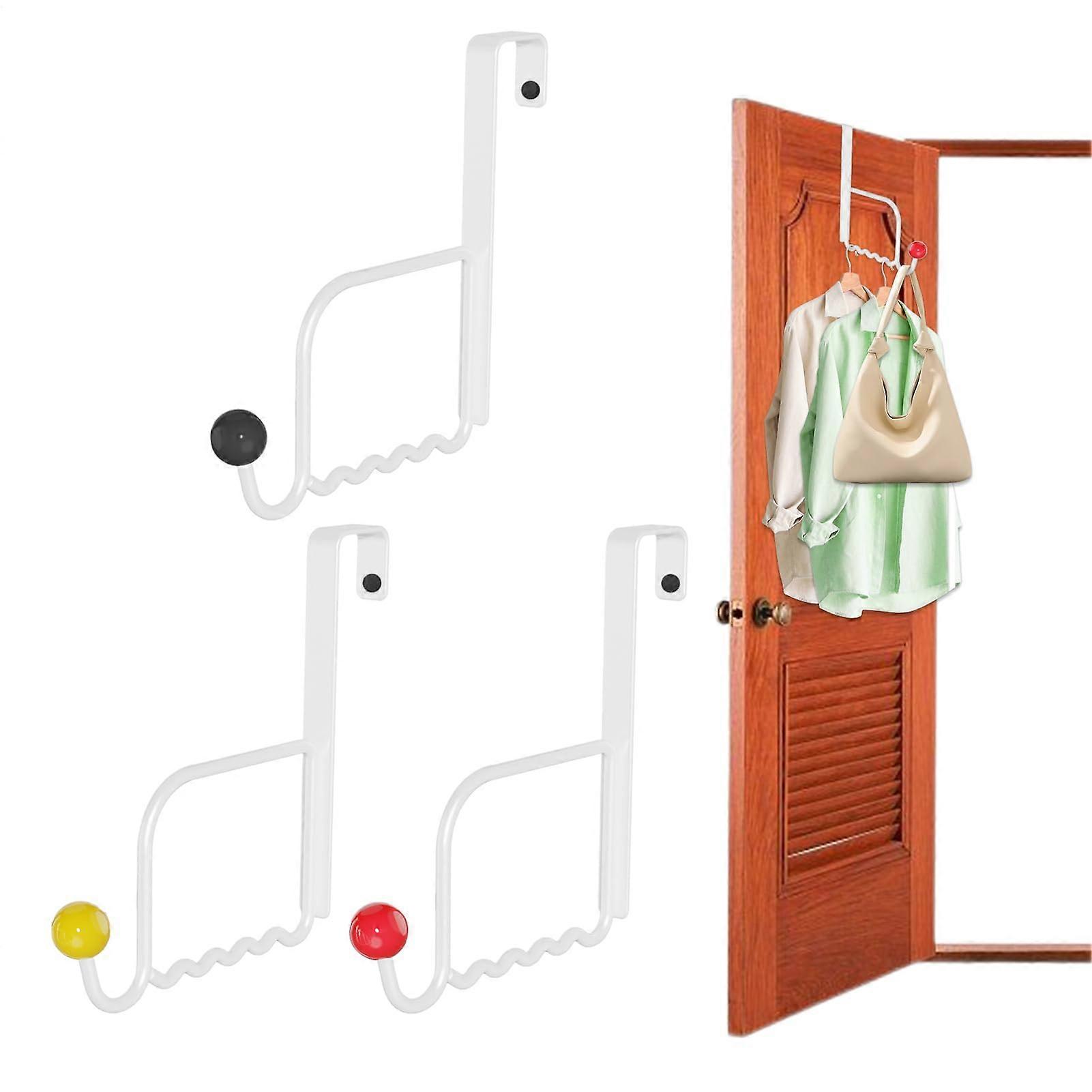 Over Door Coat Hooks with Colourful Round Beads, Iron Towel Hooks, Includes 3 Storage Shelves for Hats and Bags
