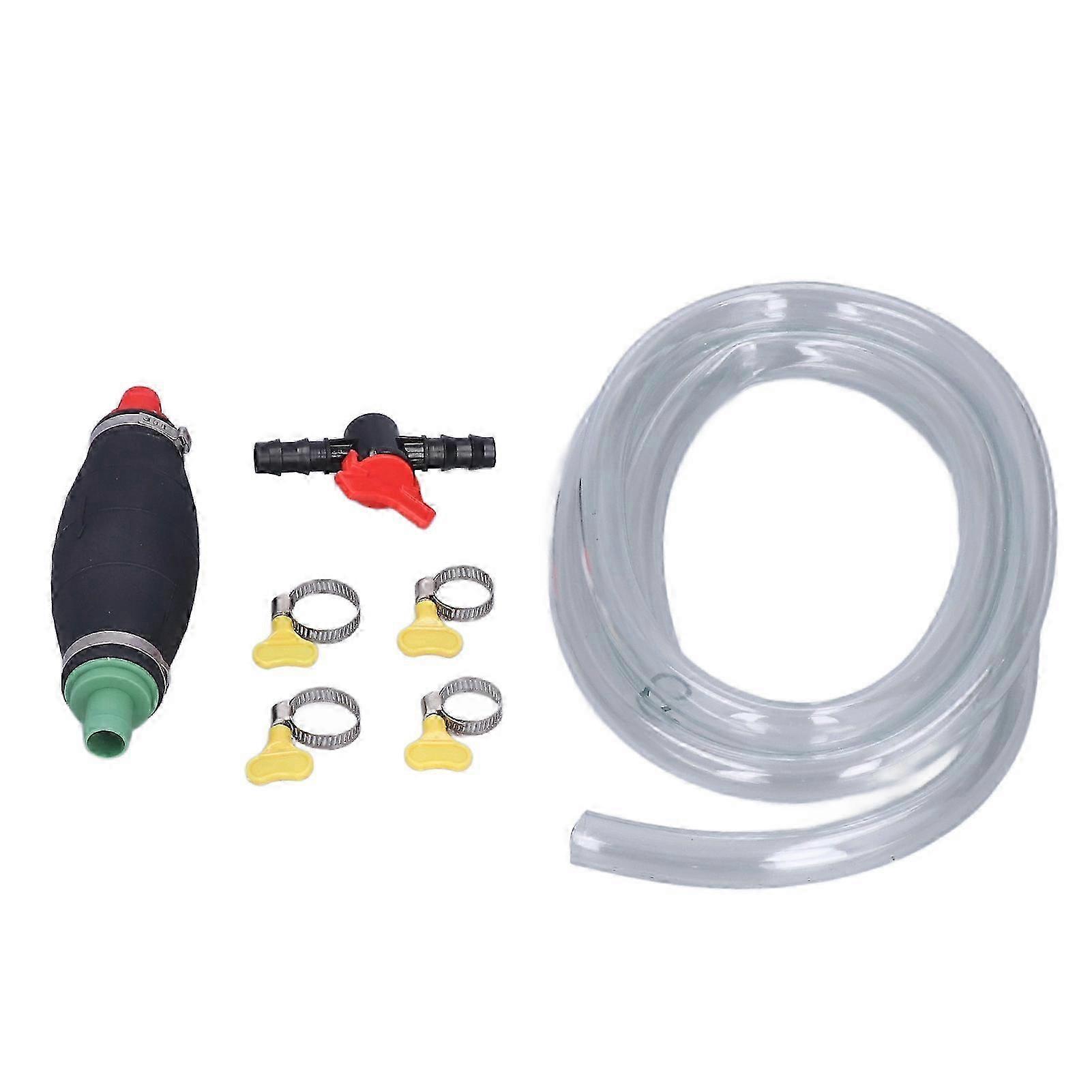 0.6in Siphon Hand Pump Liquid Transfer 6.6ft Hose with Control Switch for Fuels and Liquids