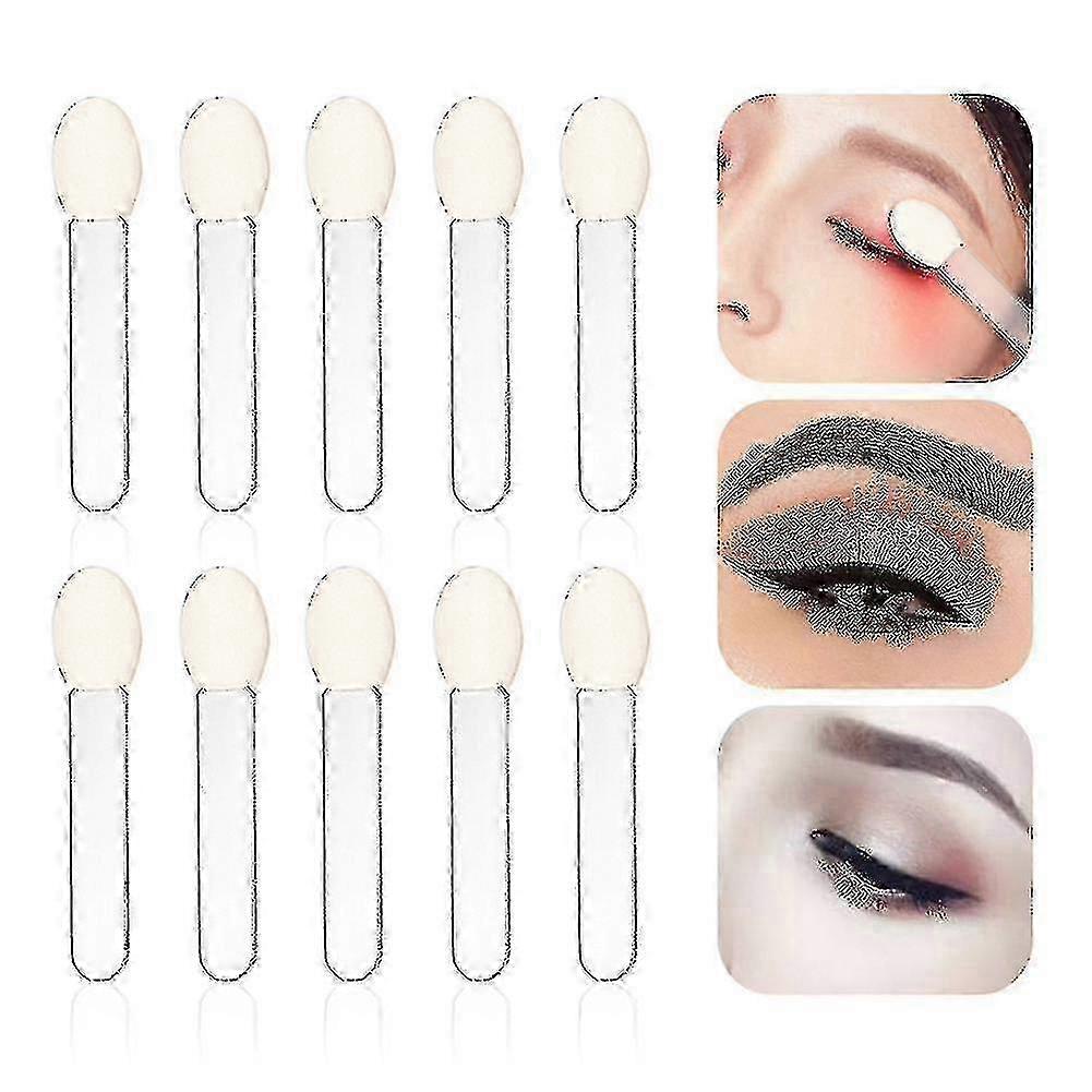 Farfi 10pcs Disposable Eyeshadow Brushes, Transparent Sponge Applicators, Makeup Brush Set