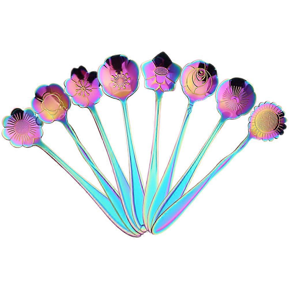 Bartender Spoon Gold-plated Flower Shape Stainless Steel 8Pcs