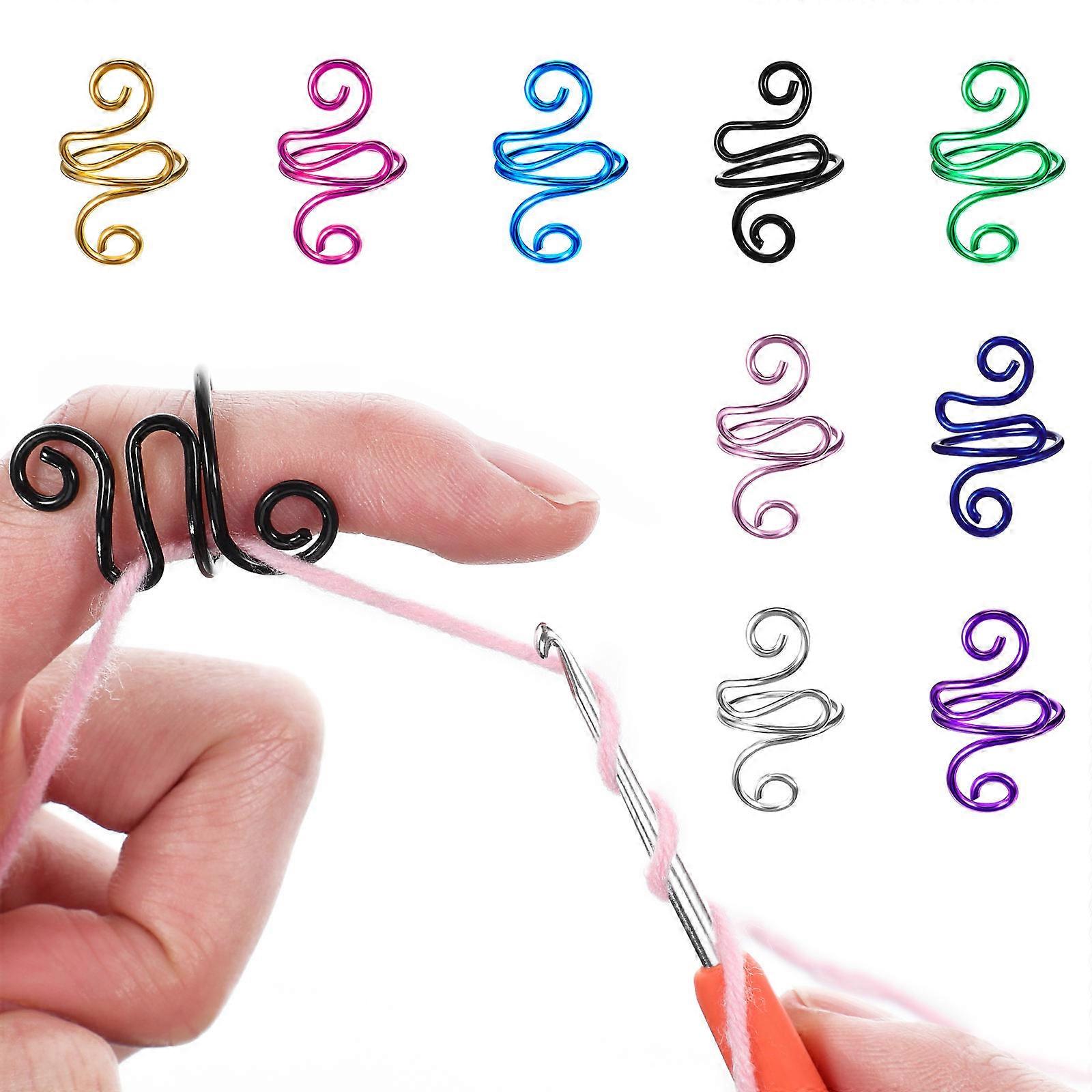 Yarn Guide Crocheting Tool Open Finger Rings Smooth Surface Tension Control For Crochet Enthusiasts 9Pcs