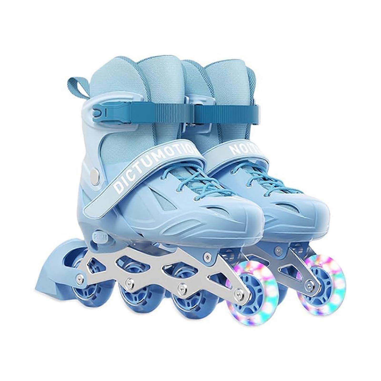 Inline Skates for Children, Adjustable Roller Skates, Comfortable Flash Wheels, Unisex (Size S, Blue)