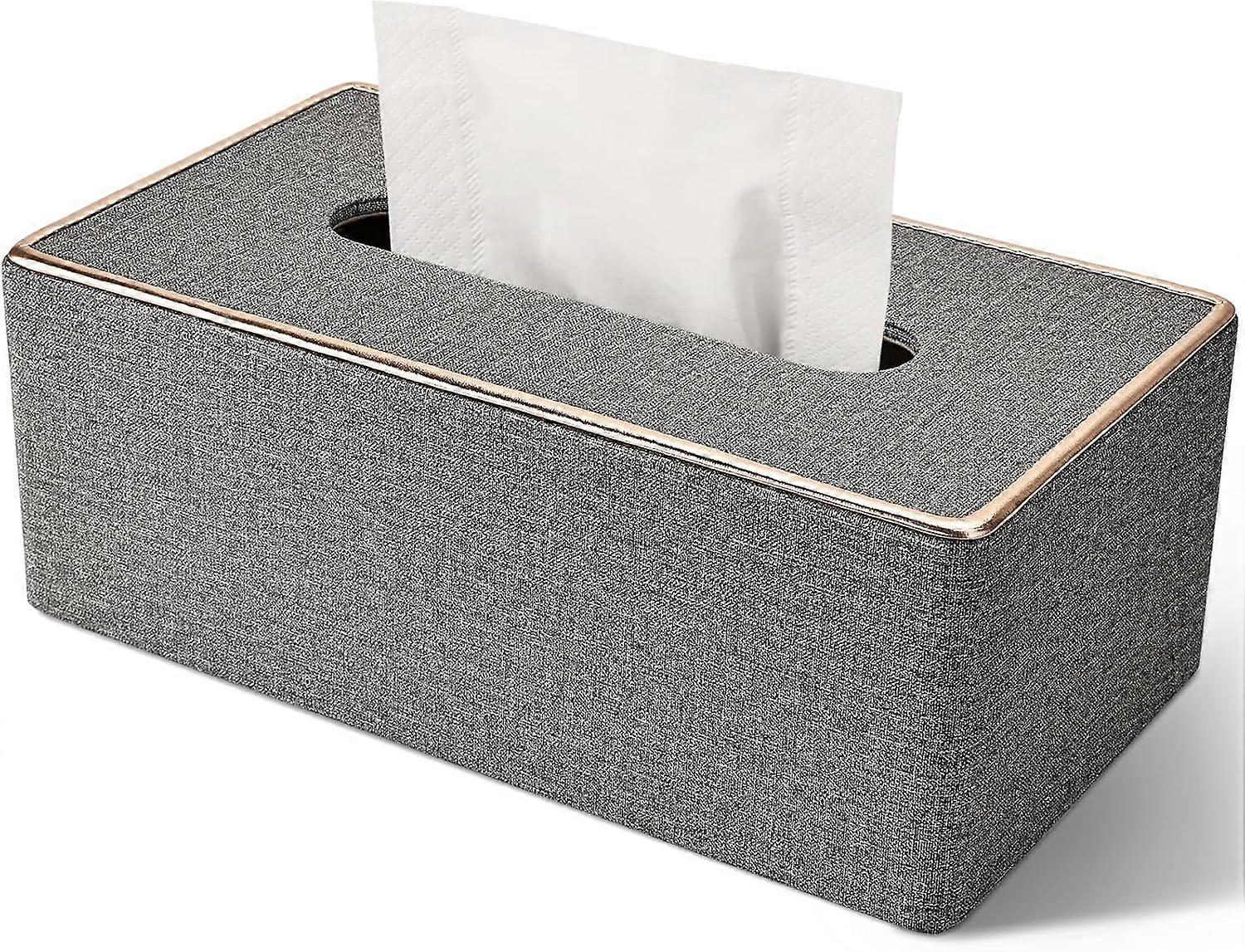 Tissue Box Cover, PU Leather Tissue Box Holder, Rectangular Tissue Box Covers, Rectangle Tissue Holder-Grey