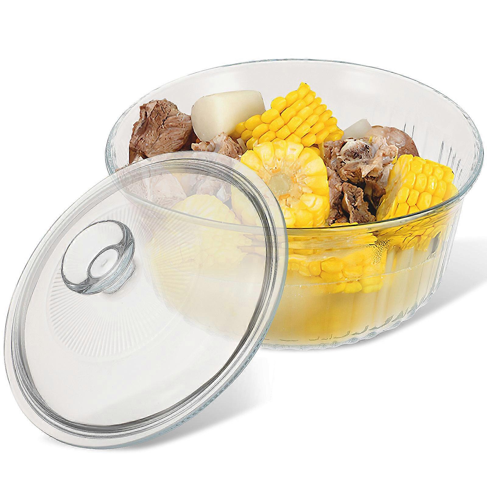 Oven Dish Glass Pots For Cooking On Stove Transparent Viewing Easy Cleaning Round Shape 1Set