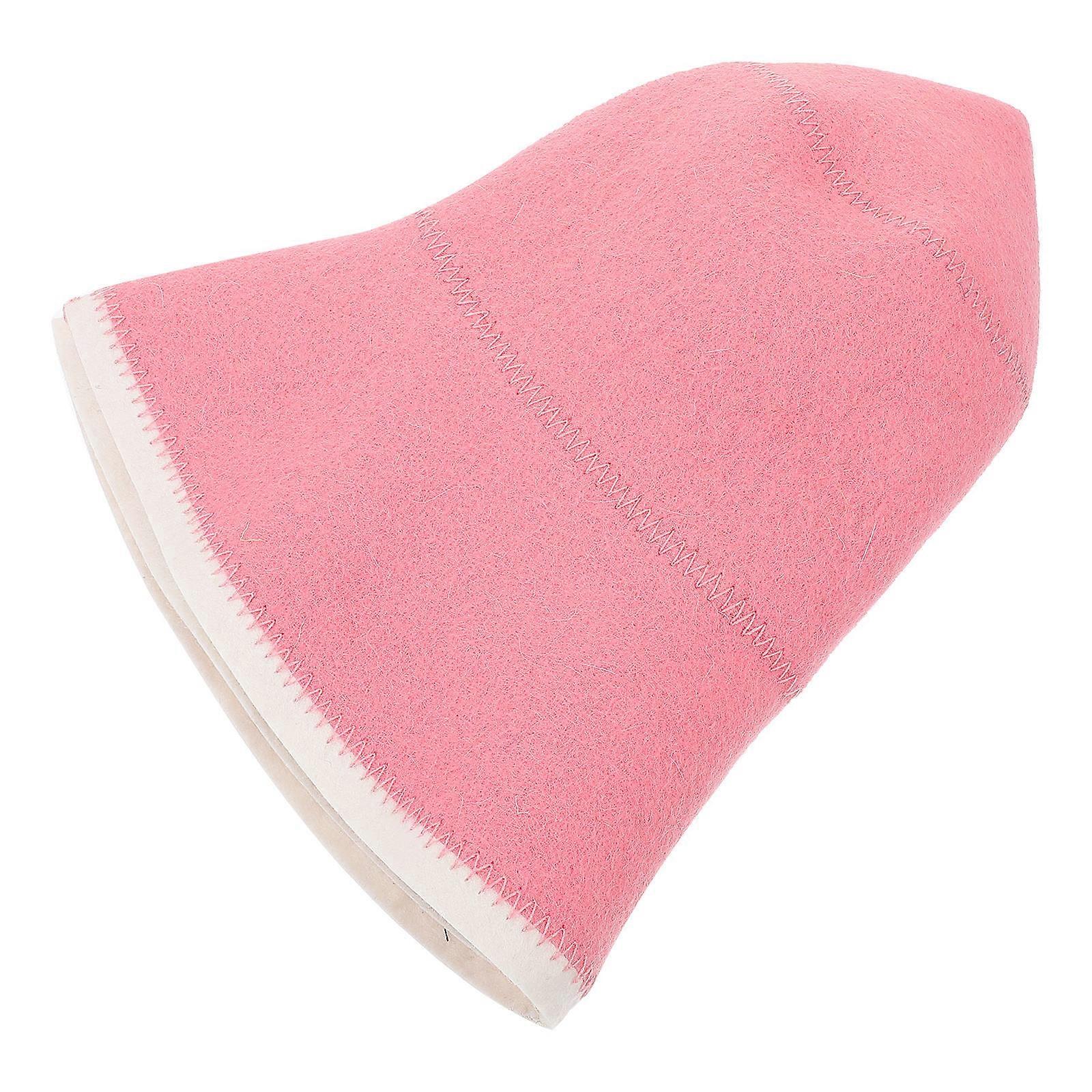 Sauna Accessories for Women Wool Hat for Sauna Pink Round Reusable Sauna Hats 27.00X27.00X19.00cm Comfortable 1Pcs