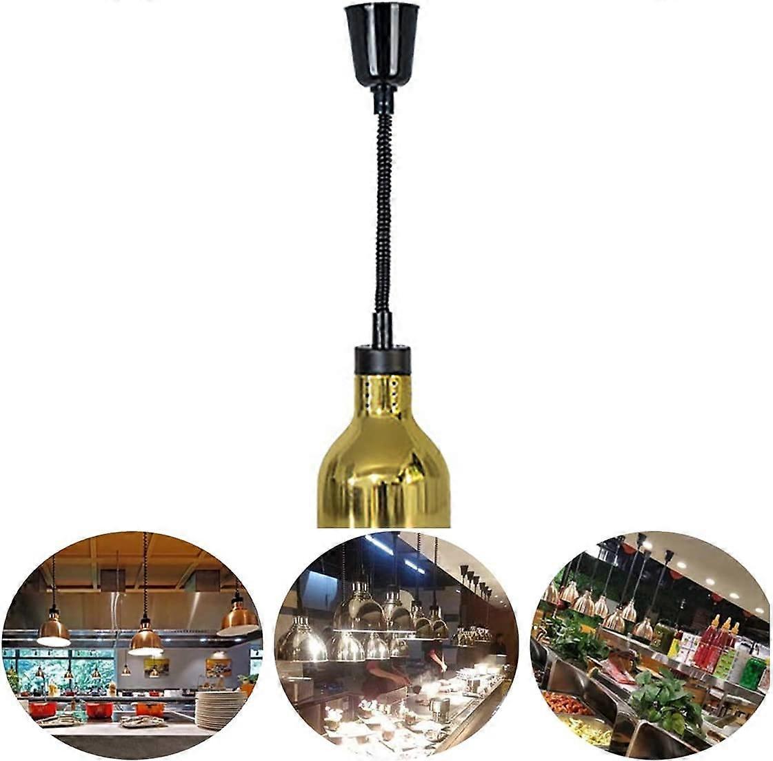 Commercial heat lamp, food warmer, lightweight, adjustable length 60–180 cm (Gold Gold G037).