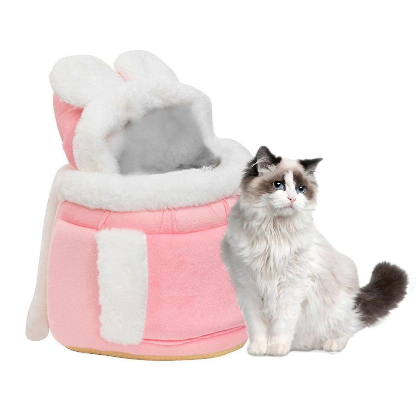 Cat Carrier Bag - Pink Cat Bed with Double Pockets, Adjustable Cozy Cave for Indoor Outdoor Use, Size Medium
