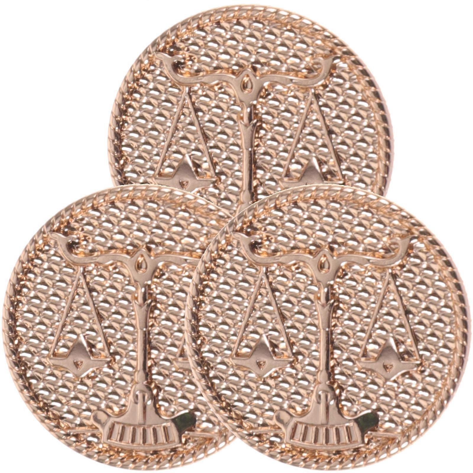 Sewing Crafts Replacement Button Compact Alloy Coat Buttons Craft Enthusiasts Diy Makers 2.2X2.2cm 3Pack