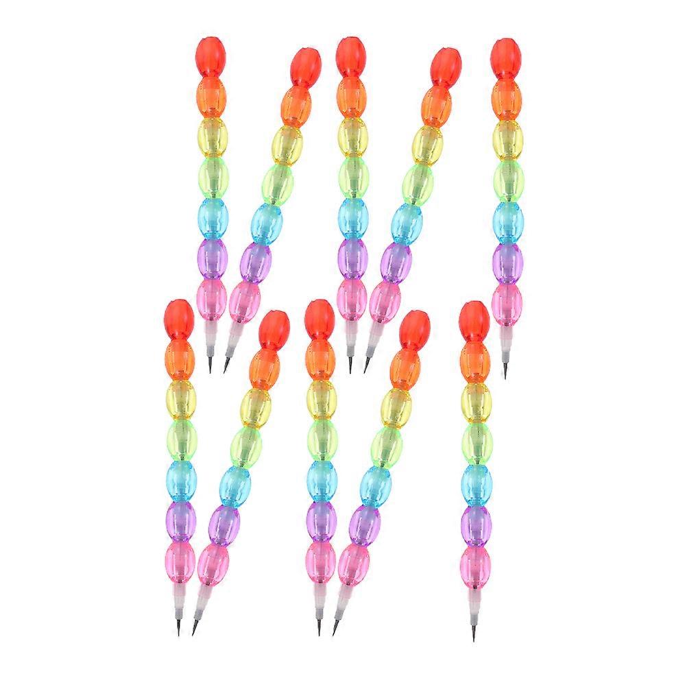 Plastic Stackable Pencils Cartoon Design Kids Writing Tools Everyday Use 10Pcs
