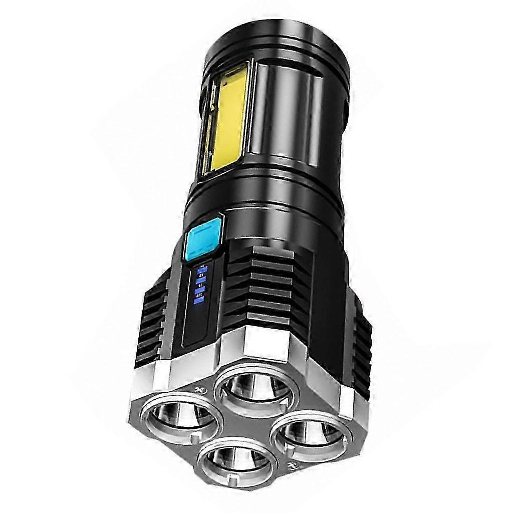 USB Rechargeable LED Flashlight with 4 Modes - Strong & Powerful LED Torches for Outdoor, Camping & Emergency Use