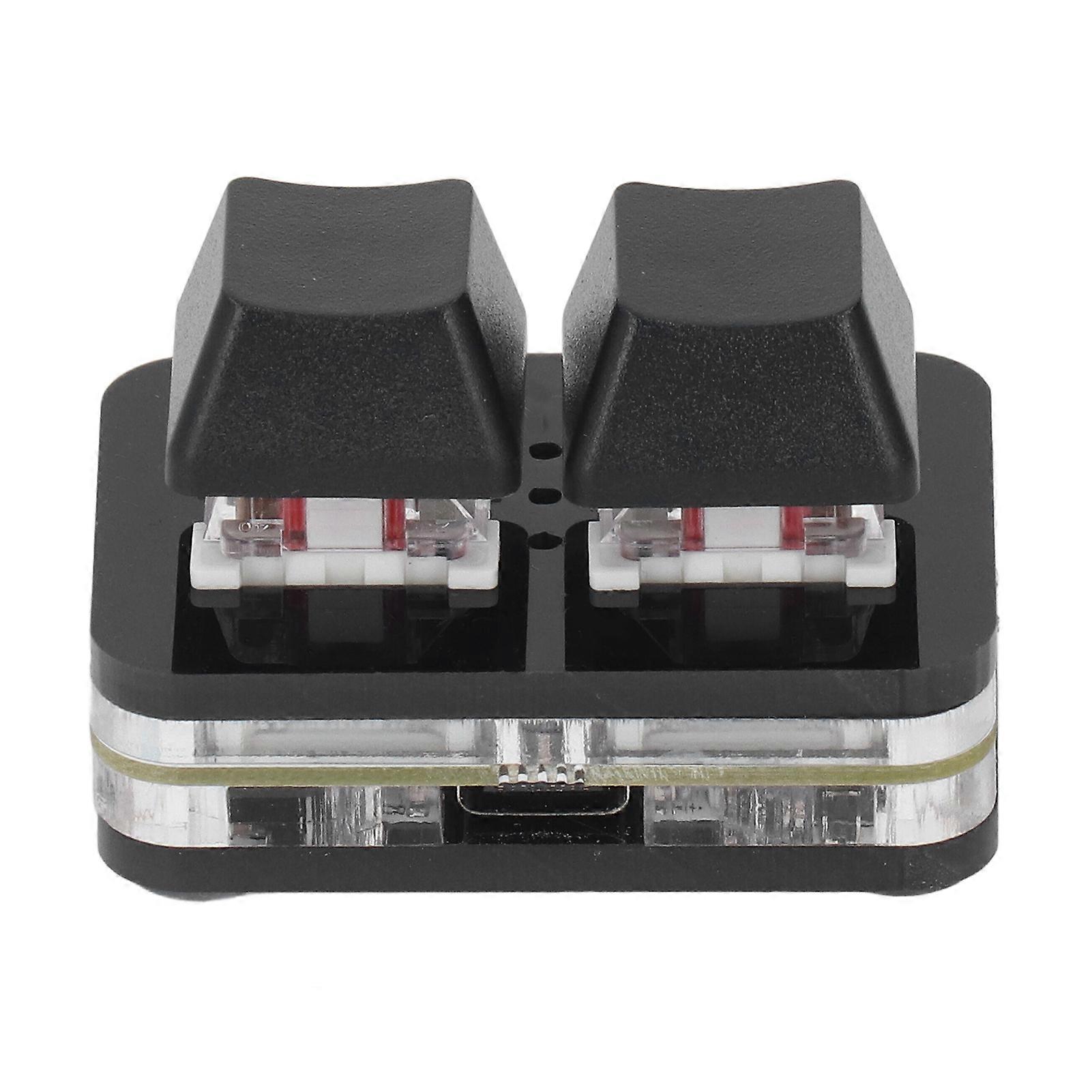 2 Keys Red Switch Keyboard Mini USB Mechanical Keypad for Rhythm Games Copy Paste Function Black 