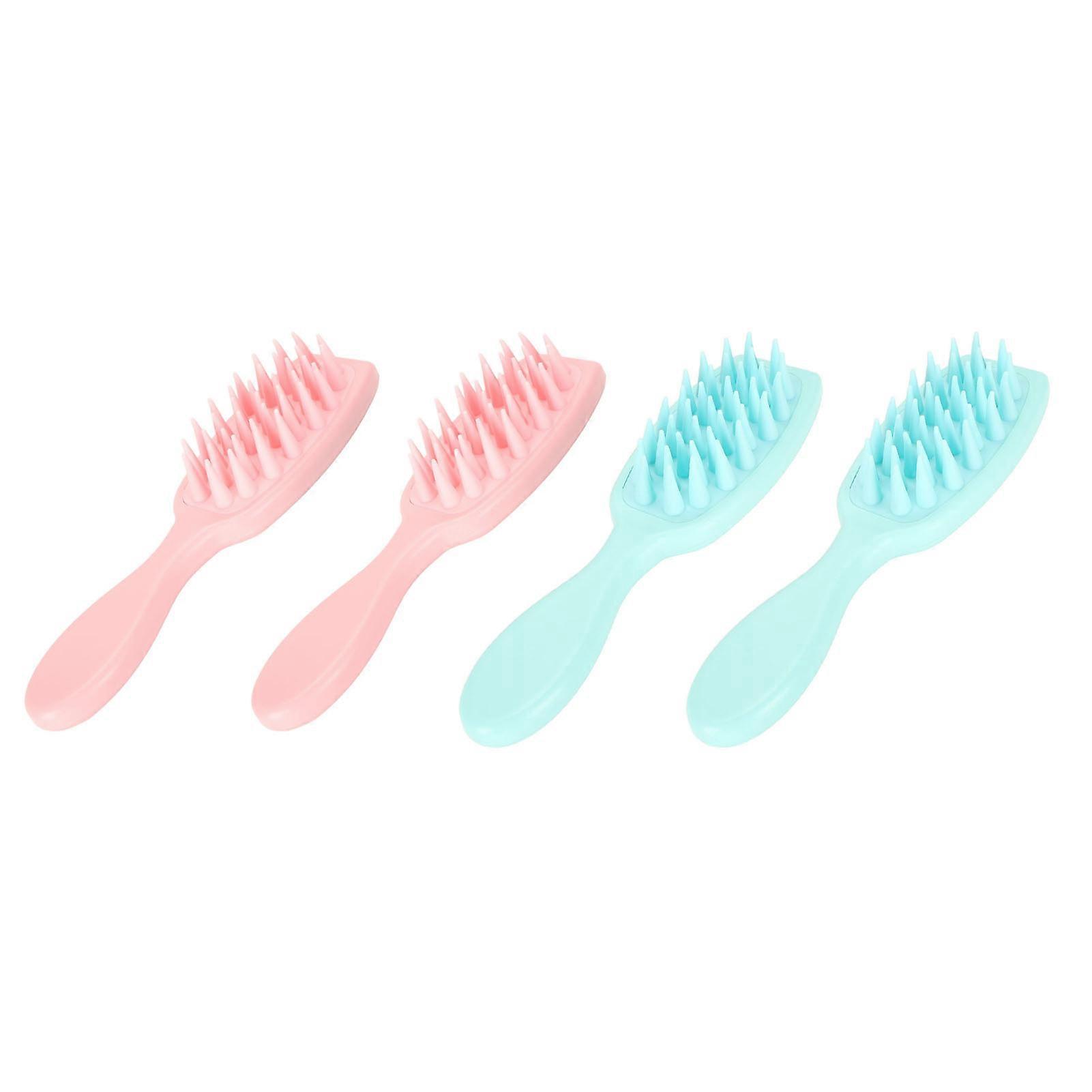 4pcs Long Handle Shampoo Brush Itching Relief Ergonomic Handle Long Handle Scalp Massaging Brush Pink Blue