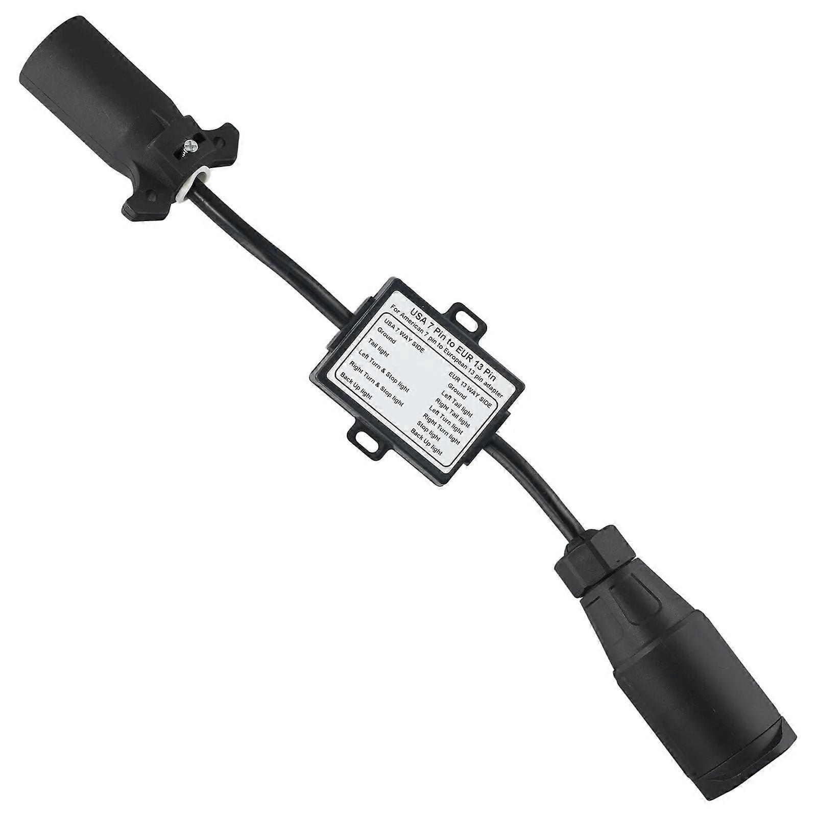 Efficient American 7 Pin to European 13 Pin Trailer Connector Converter Adapter Suitable for Brake&Tail Light Separation Multicolor