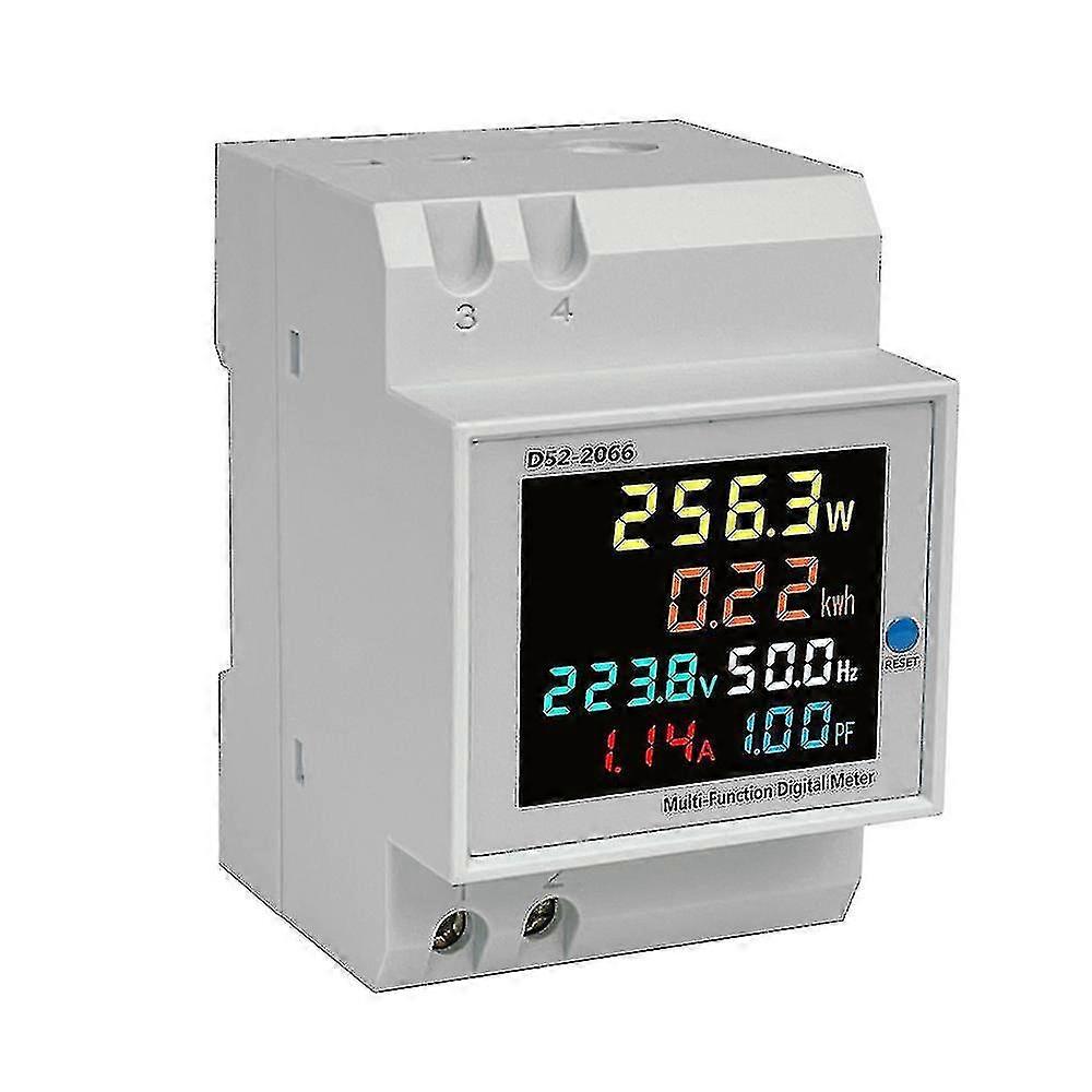 D52 2066 DIN Rail Multi-Function Meter with Colorful LCD Display - Measure Voltage, Current, Active Power & Frequency