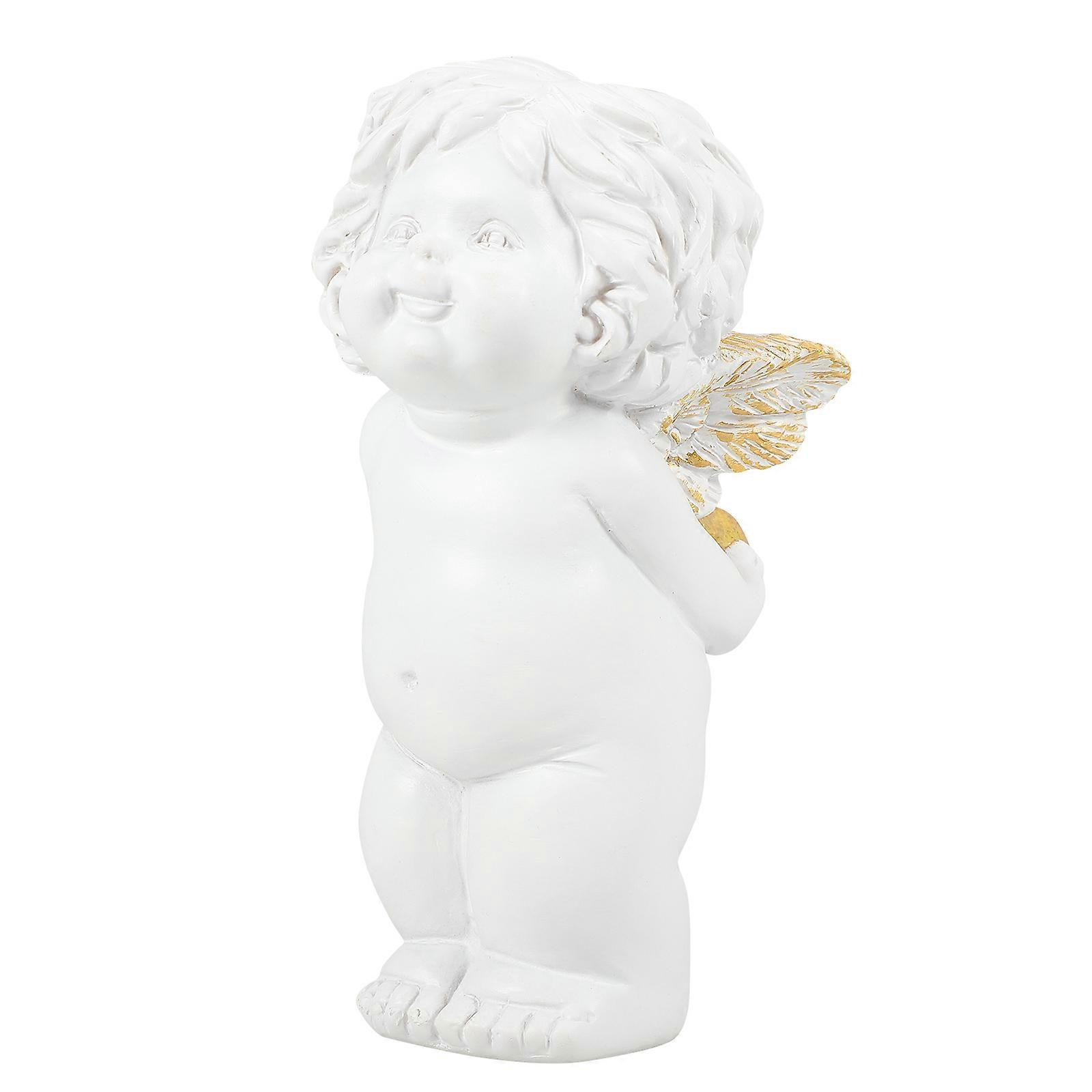 Delicate White Resin Angel Statue for Home Decoration with Stable Base and Elegant Design 6.5 x 4.3 Inches