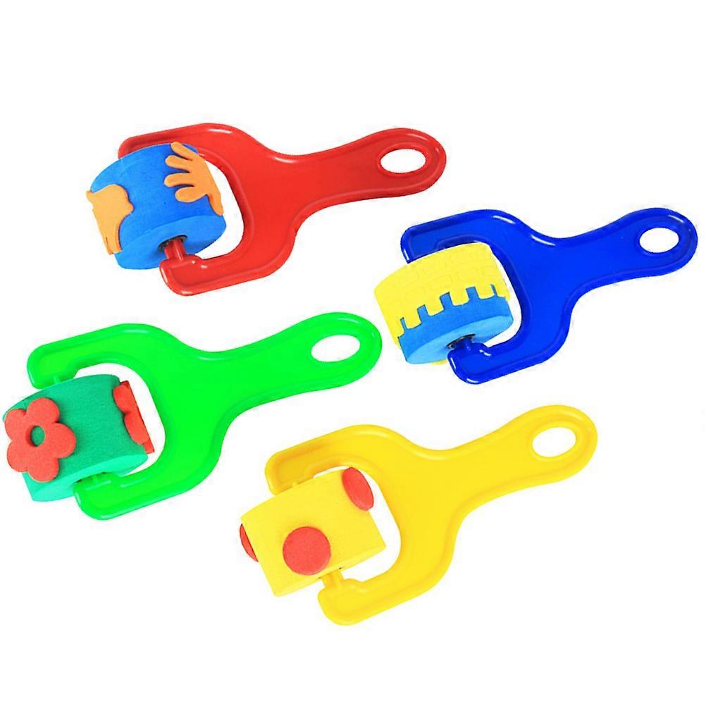 4 قطع الإبداعية DIY الفن طوابع بكرات للزيت, الألوان المائية والاكريليك اللوحة – طوابع الإسفنج المحمولة لتعليم الأطفال في مرحلة الطفولة المبكرة والحرف