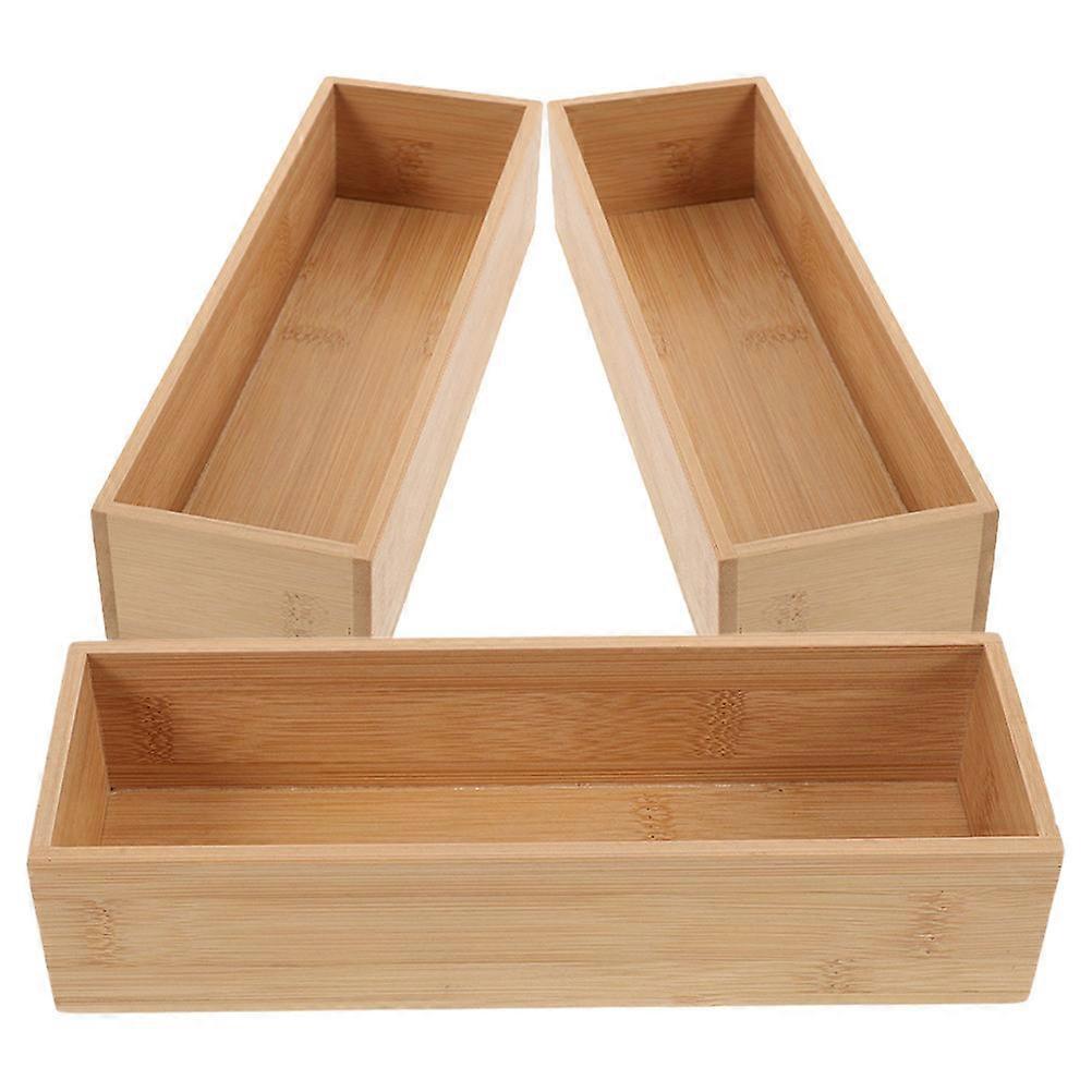 Silverware Drawer Organizer Bamboo Organizer Box Multifunctional Design for Kitchen Utensils 3Pcs