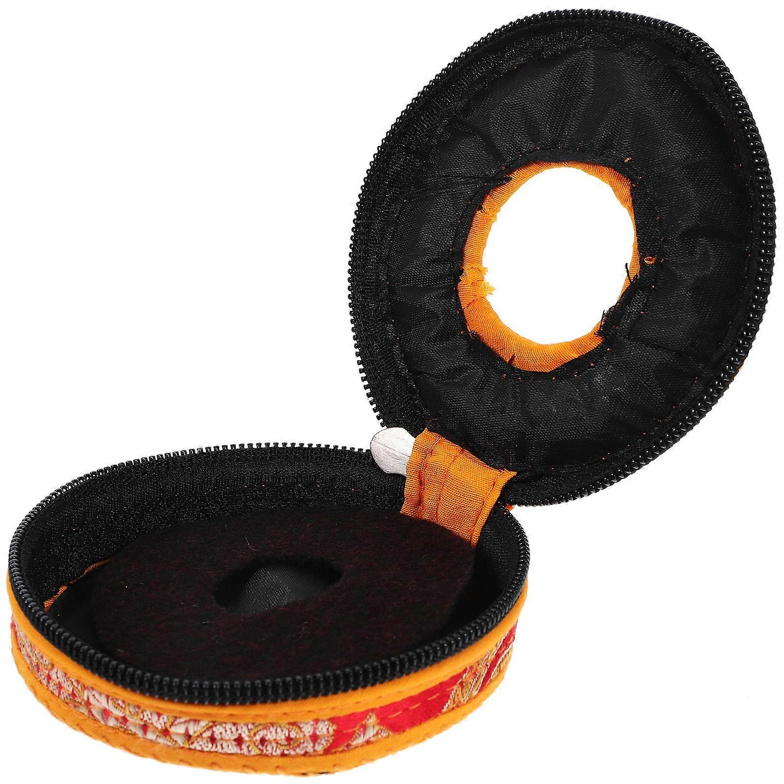 Handcrafted Meditation Tingsha Cymbals Carrier Bag with Auspicious Patterns for Outdoor Activities and Mindfulness Practice