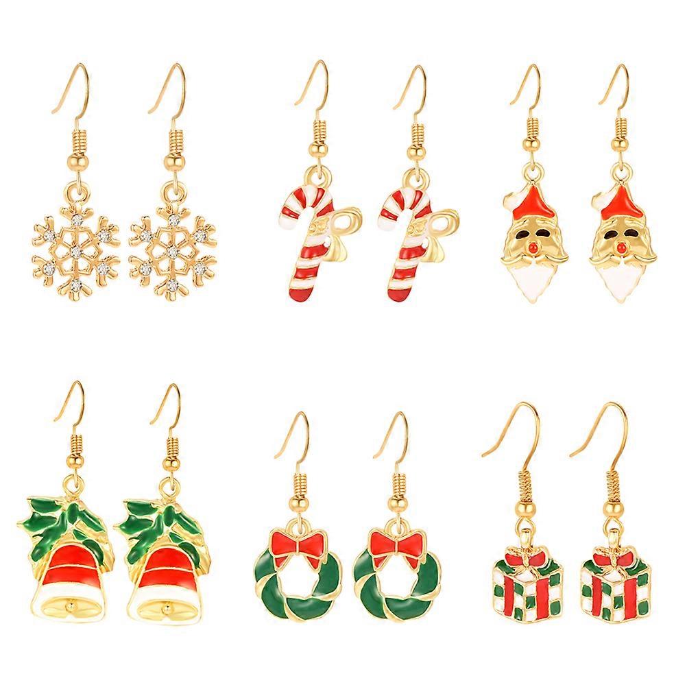 Snowflake Earrings Dangle Christmas Earrings Set Festive Ornaments For Parties Dates Shopping 6 Pairs