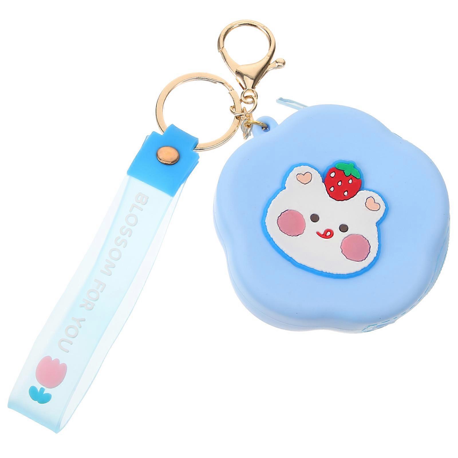 Small Change Pouch Cartoon Silicone Wallet Storage Bag Sky-Blue Daily Use 1Pc