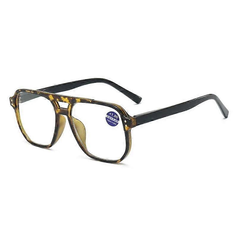Men Women Computer Presbyopia Eyeglasses New Square Double Beam Reading Glasses Anti Blue Light Reading Glasses 0 To +4.0