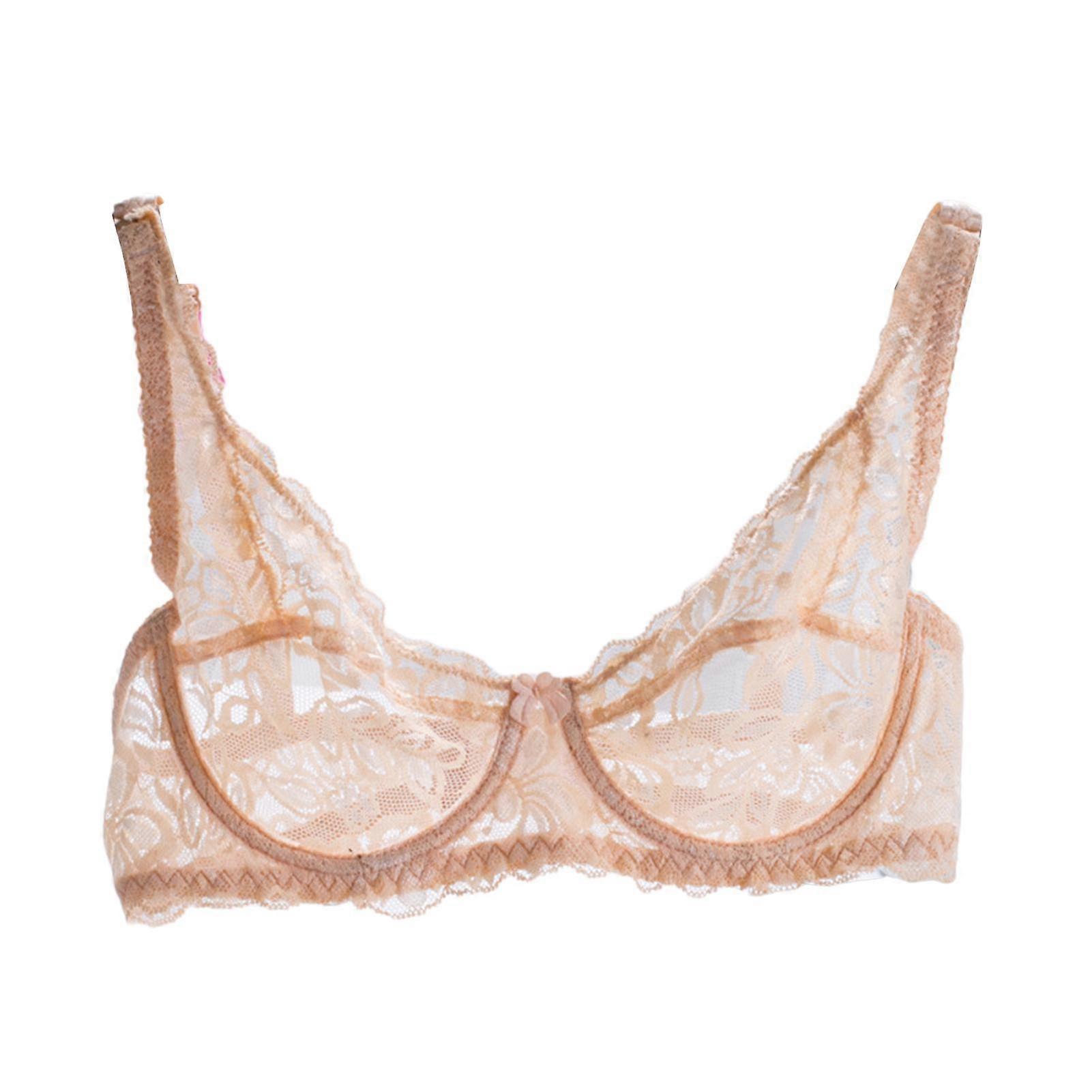 Sexy Lace Bra with Shoulder Strap Breathable Seamless Fit Hollow Out Bralette Push-up Bra Embroidery Lady Underwear
