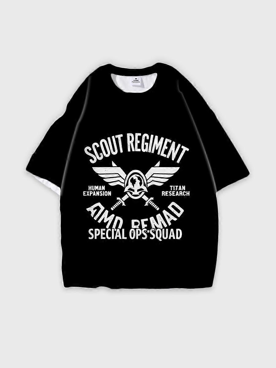 T-shirt round neck Character Pattern loose short sleeve E1260