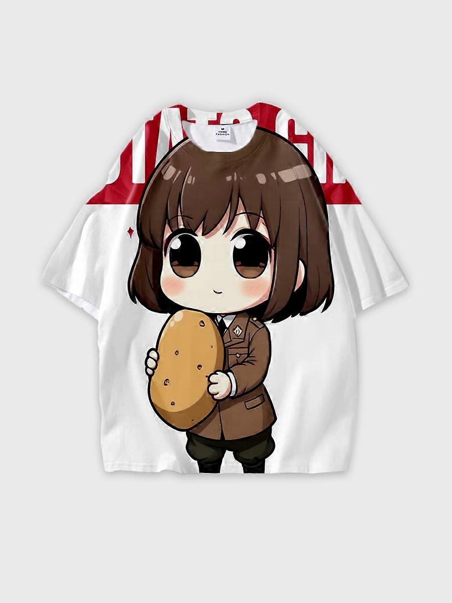 T-shirt round neck book Characters Pattern loose short sleeve P1212