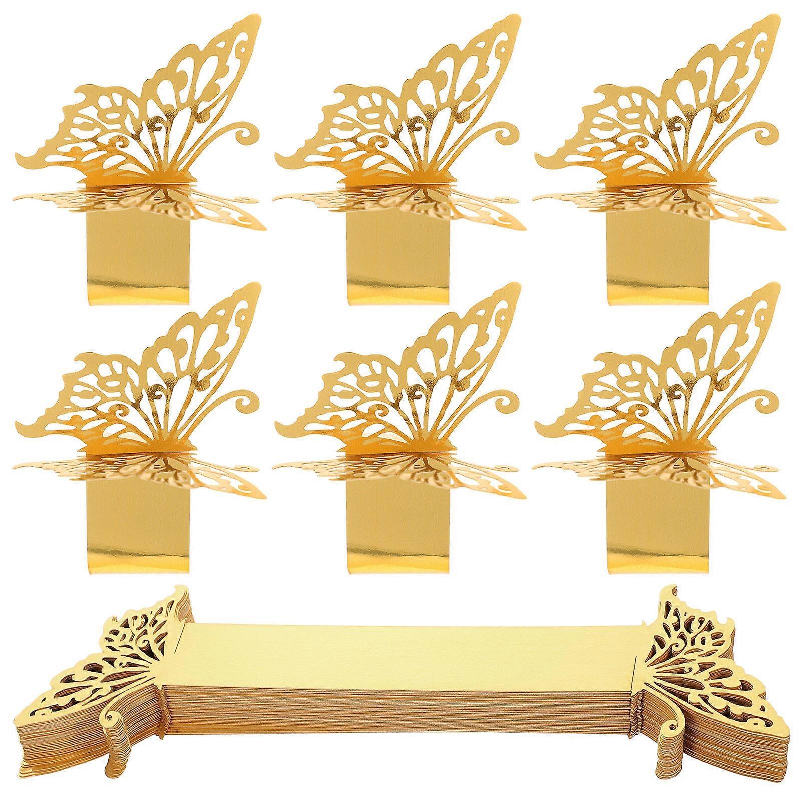 Butterflies Napkin Rings with Golden Paper Material for Decor Bring Cuteness to Your Table 50pcs