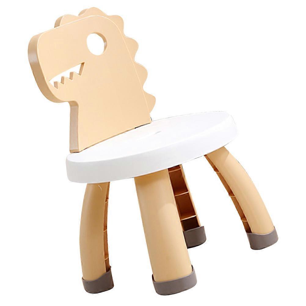 Cartoon Dinosaur Chair for Kids with Rounded Corners and Cylindrical Legs Yellow Portable Step Stool Safe and Comfortable
