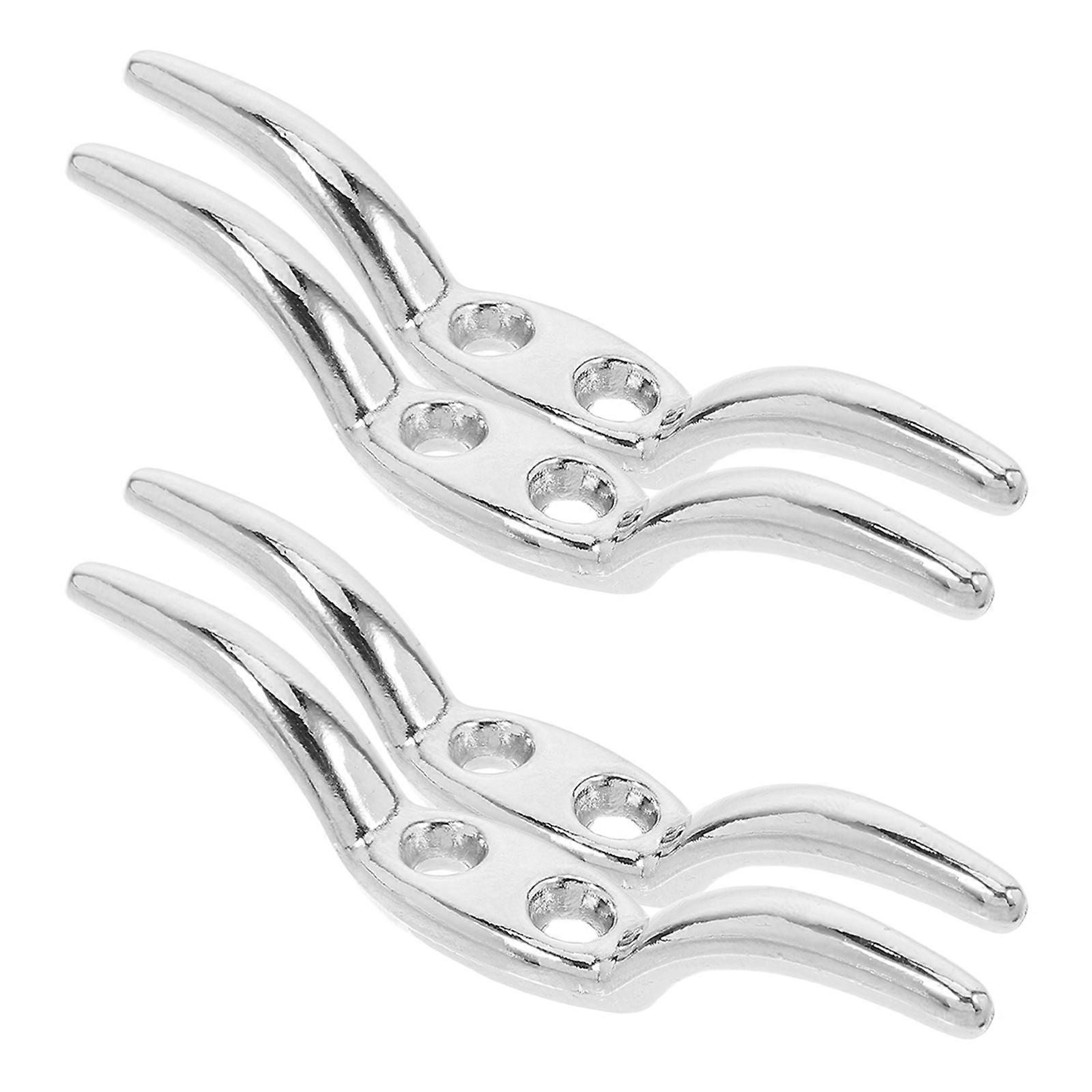 Silver Zinc Alloy Cleat Hook for Blinds and Curtains with Spacesaving Design Great for Hanging Use 4 Pieces