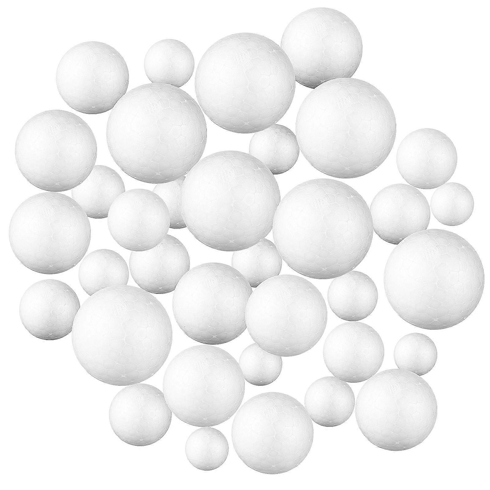 50pcs White Foam Balls for Decor Lightweight DIY Craft Projects Various Sizes Available