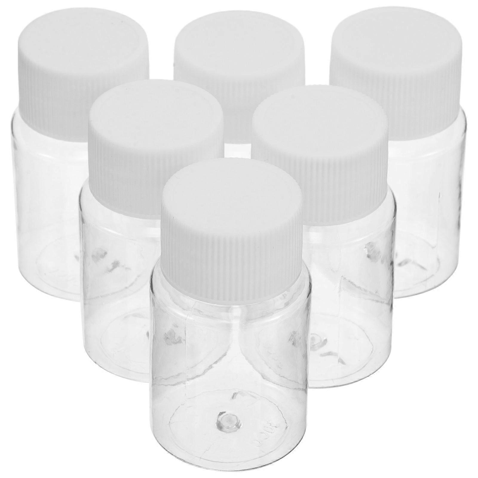 6Pcs Portable Plastic Vials For Medicine Storage Sealed Sample Dispensing Capsule Shape Laboratory Use 30ml