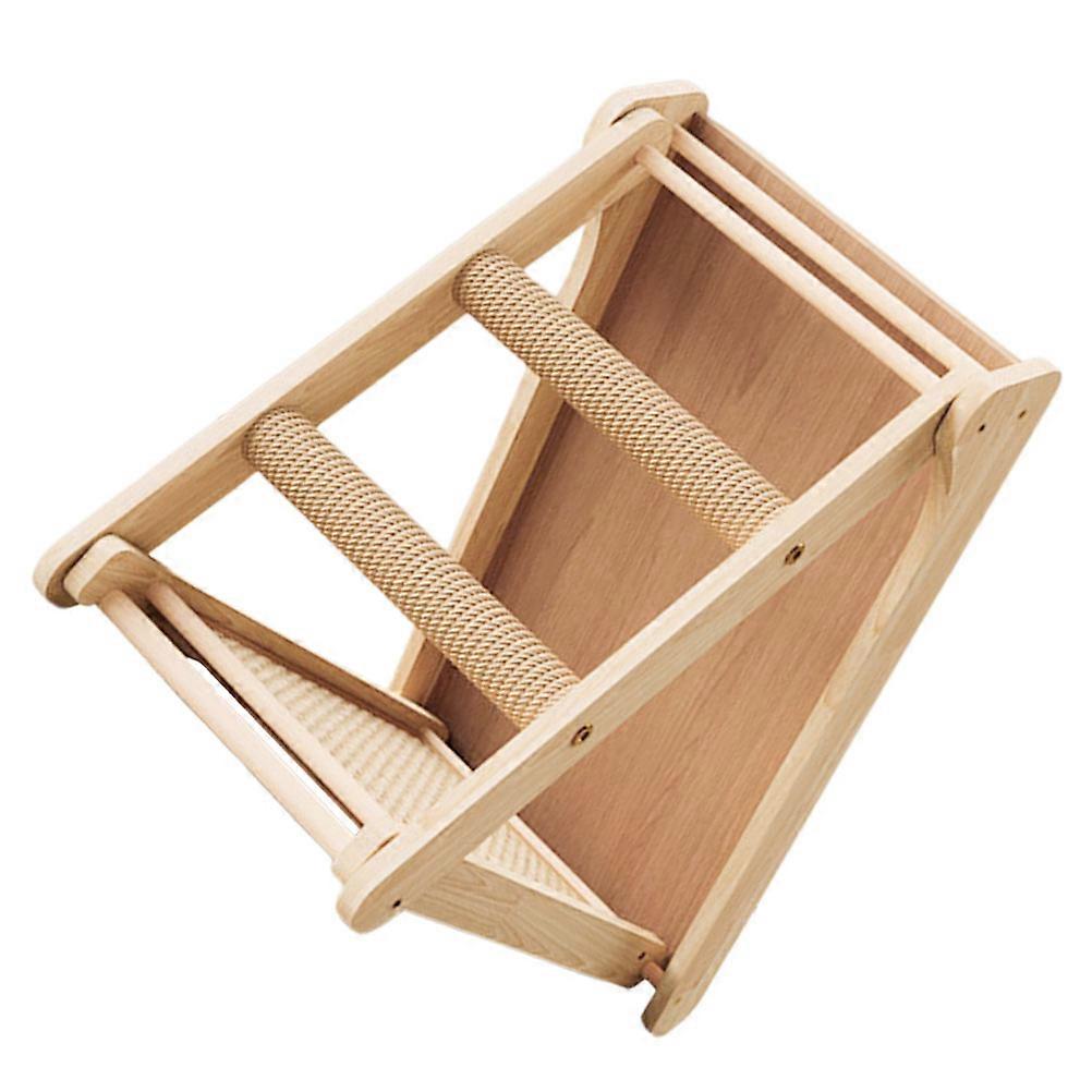Sisal Kitten Scratcher Ramp with Replaceable Mat, Wooden Cat Furniture for Indoor Cats, Space Saving Vertical/Horizontal Scratching Post and Cozy