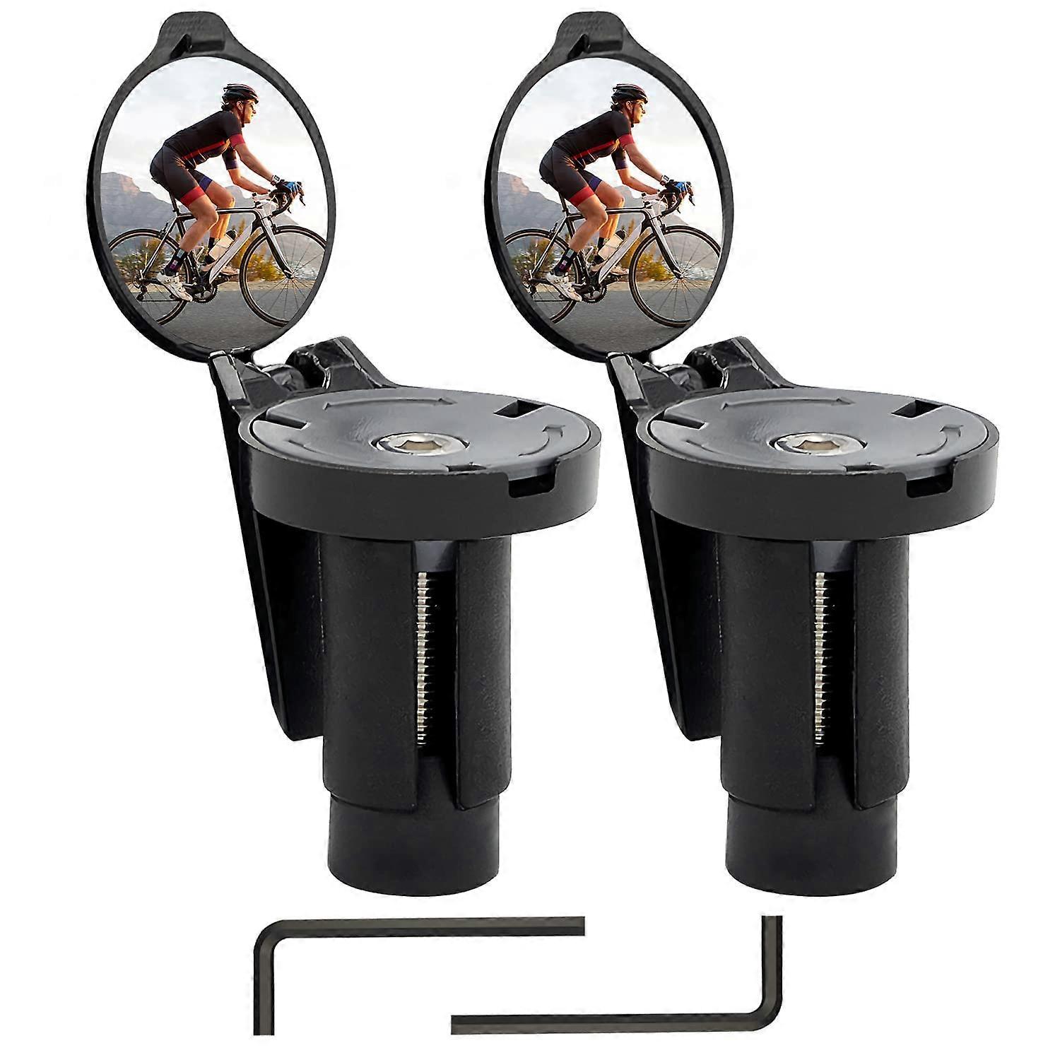 Bicycle Rear View Mirror 360° Adjustable Folding Handlebar Mirror for Bike Pack of 2