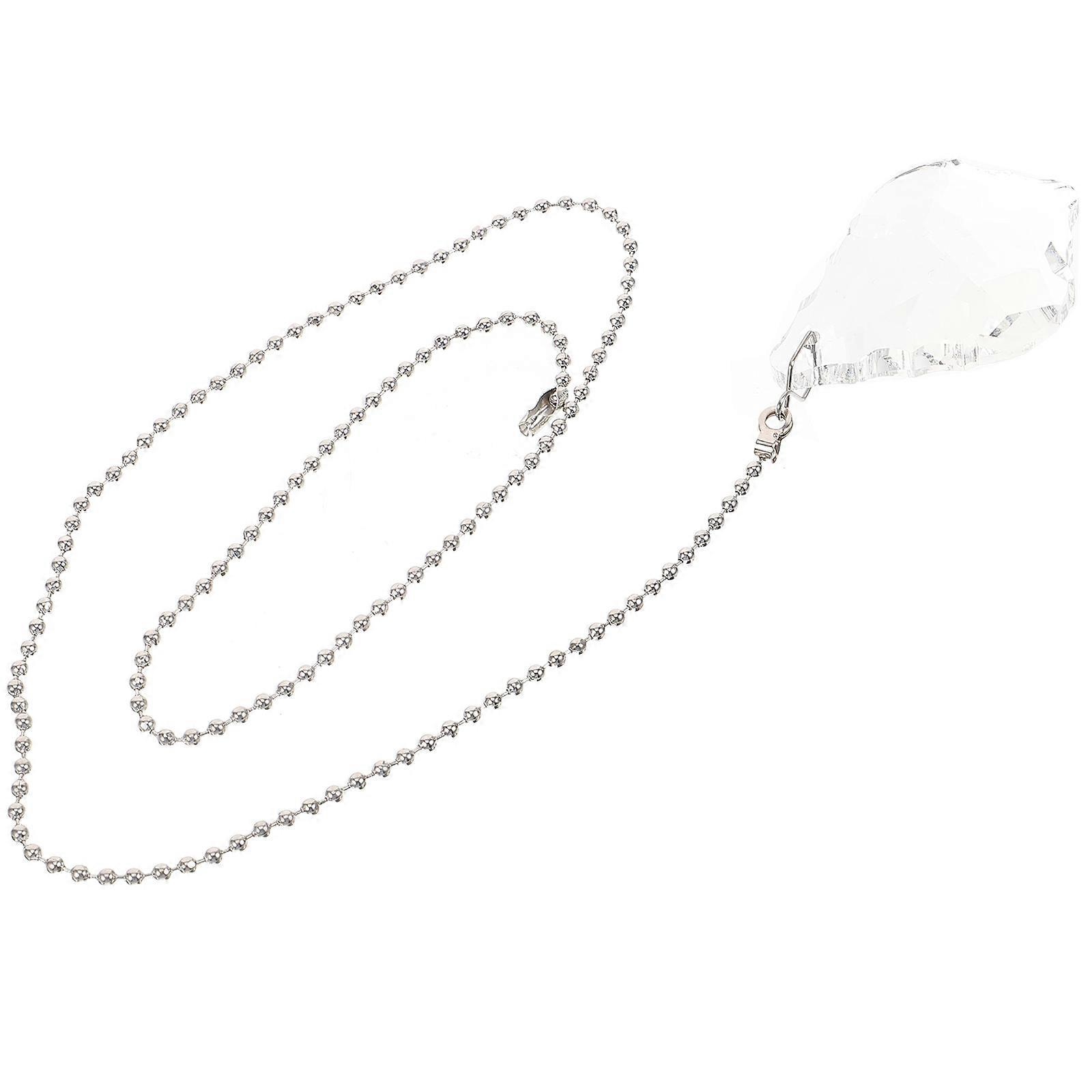 Silver Crystal Ceiling Fan Pull Chain Extender Metal Beaded Pendant for Hanging Use 12 Inches