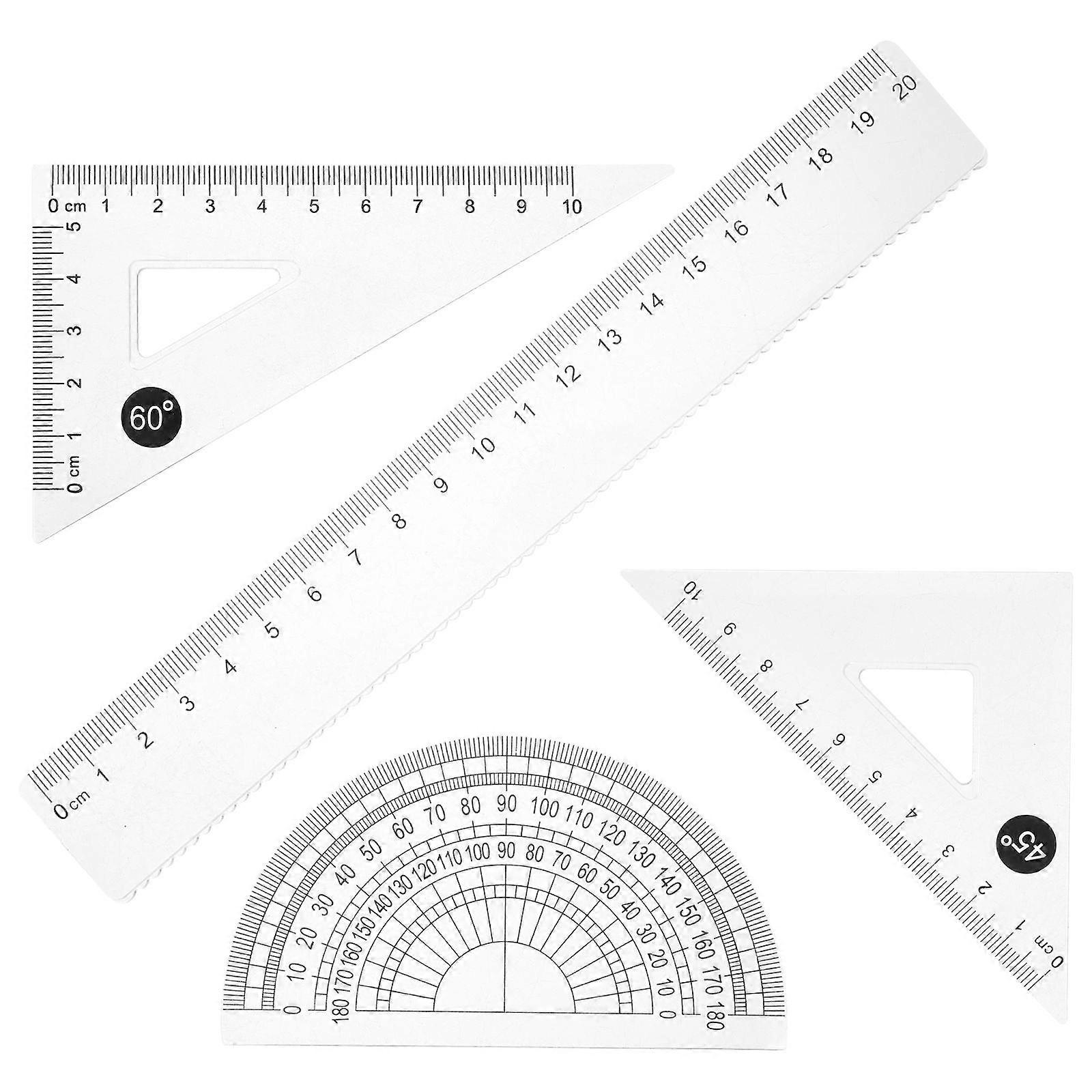Precision Geometry Ruler Set – Transparent Drafting Tool for Students, Architects & Engineers – Accurate Measuring & Drawing School Supply