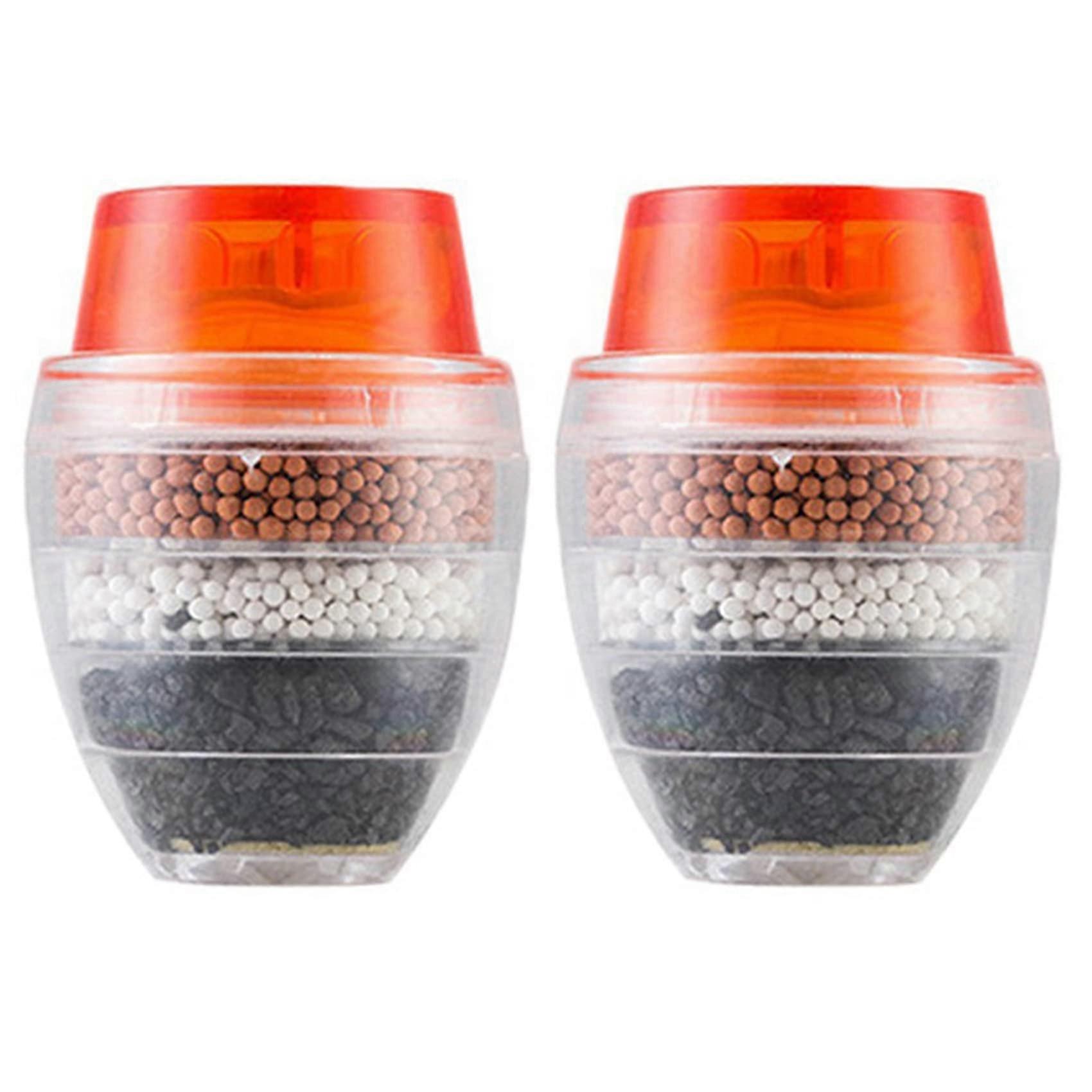 2 x Active Charcoal Tap Filter Tap Nozzle Water Filter Kitchen Tap 5 Layers Filter Cleaner for Home Use (Red)