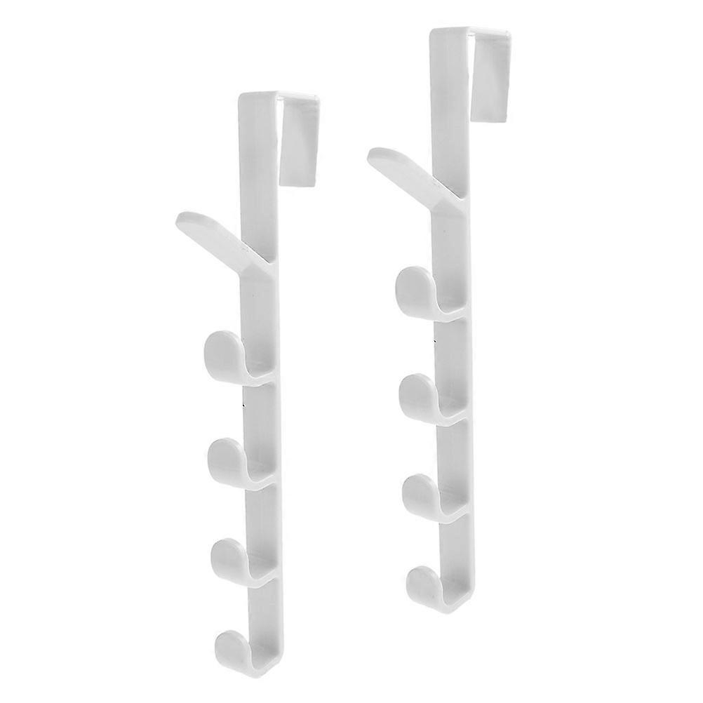 White ABS Over Door Hanger for Decor Maximize Storage Space with Hooks 2Pcs