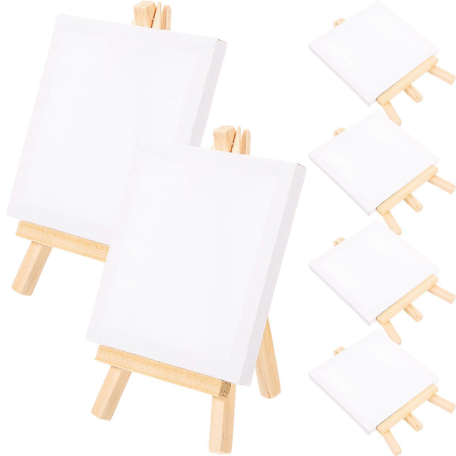 Mini Canvas and Easel Set for DIY Use White Color Wood and Paper Material Triangle Stand Structure 1 Set