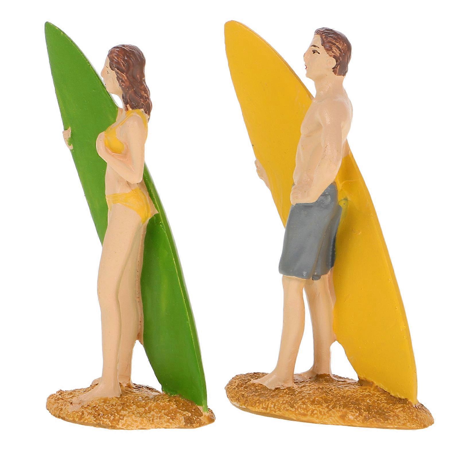 Resin Miniature Beach Swimsuits Figurines with Sailboat for Dollhouse Decoration Assorted Color