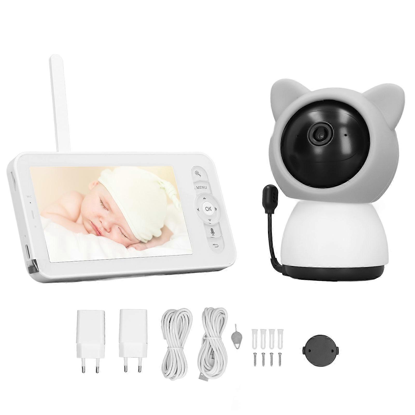 5in Screen Baby Camera Monitor Wifi Connection Two Way Talking Home Security Monitor 100‑240V EU Plug