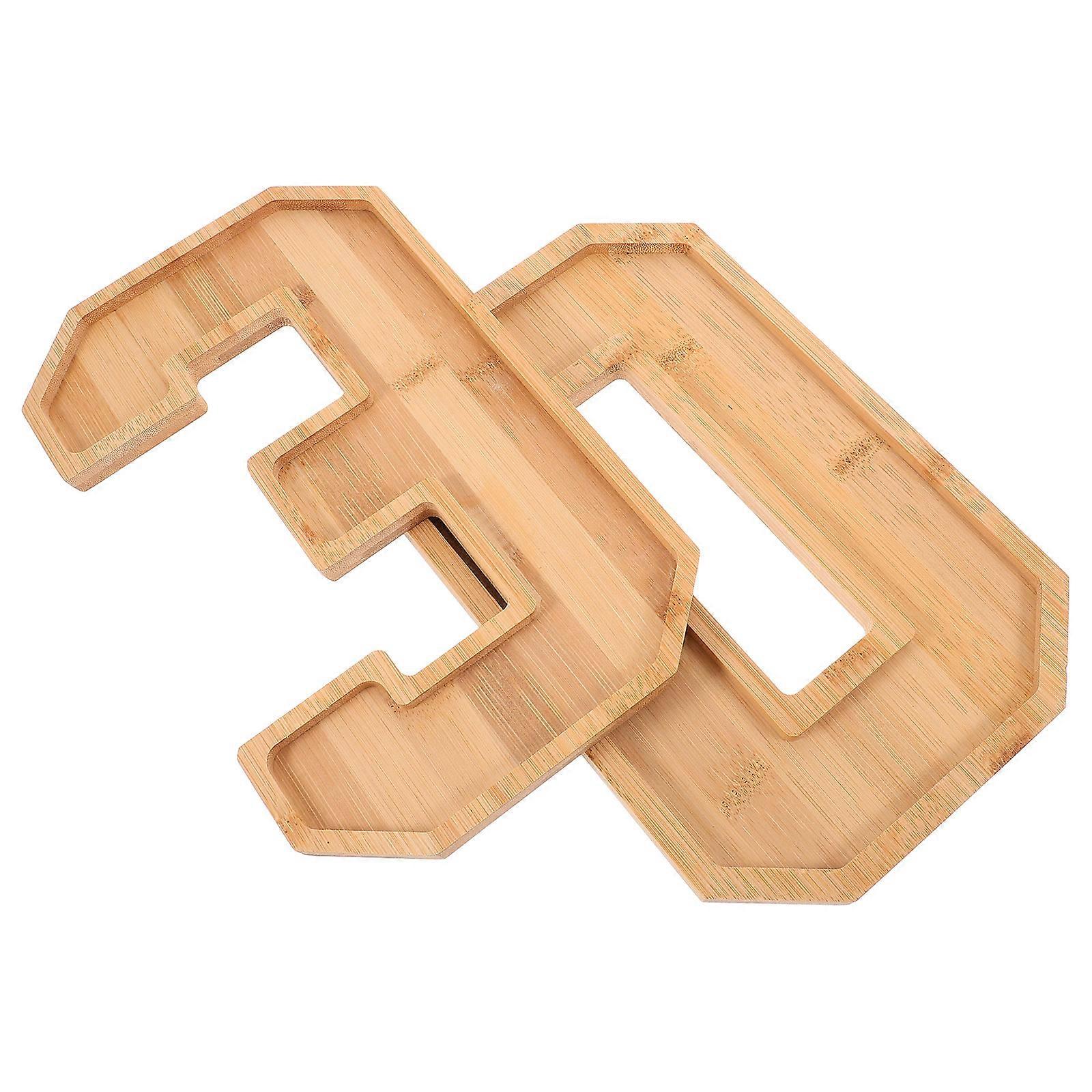 Wood NumberShaped Charcuterie Tray for Storage Use Light Yellow Wood Material Fine Craftsmanship 30